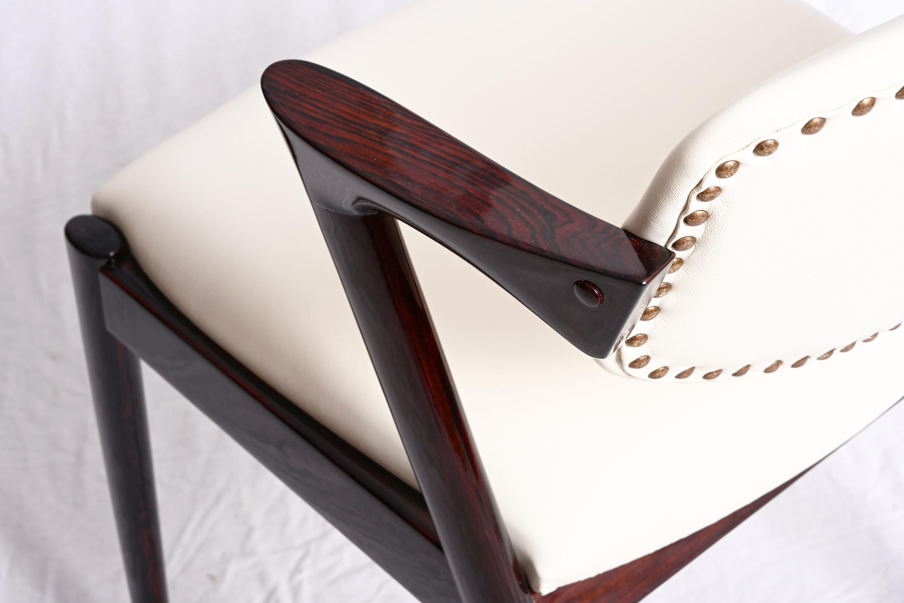 Chaises en bois dur et cuir de Kai Kristiansen Model No 42 en vente 2