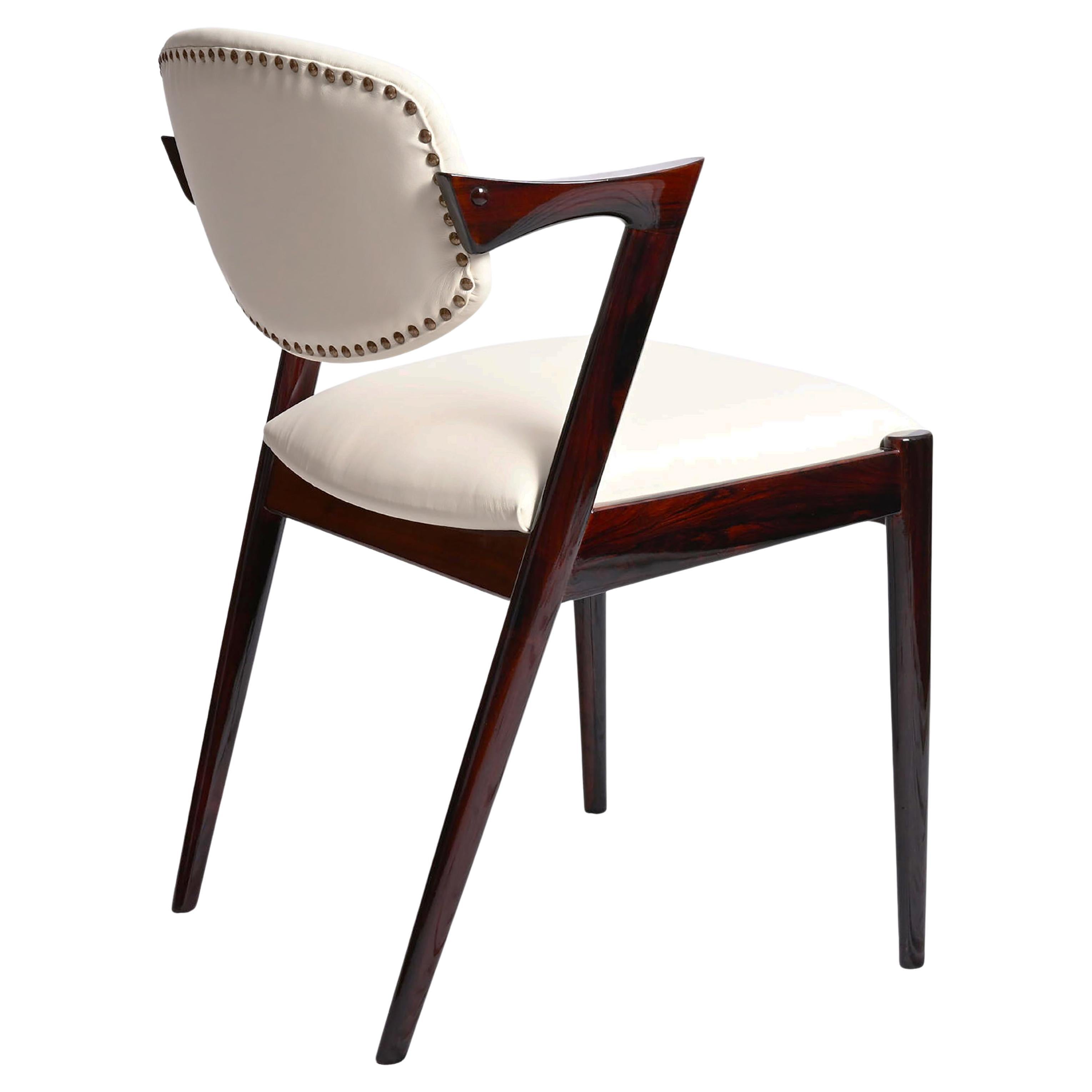 Hartholz- und Lederstühle von Kai Kristiansen Model No. 42