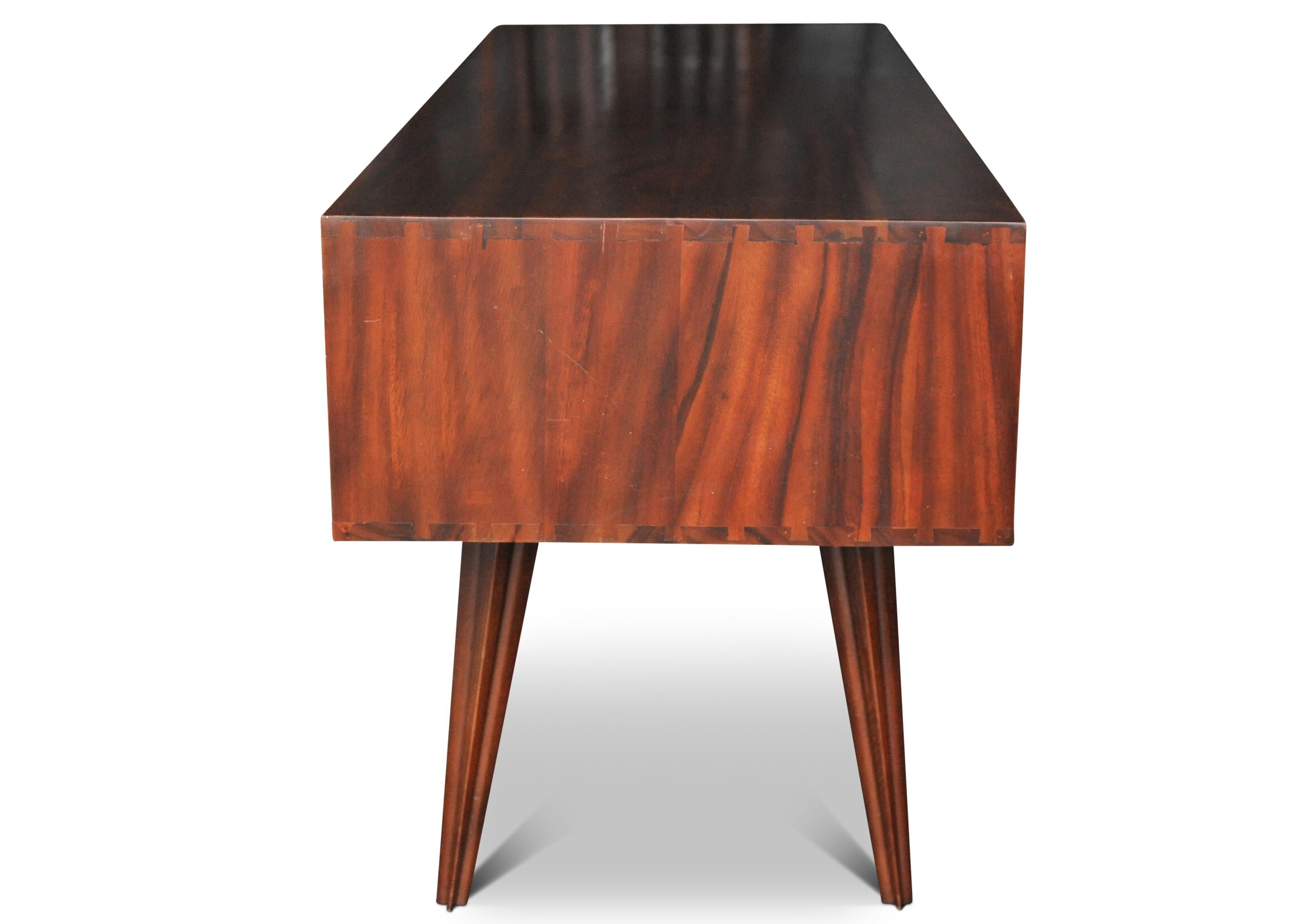 Hardwood and Reclaimed Timber Desk Befit with Five Drawers & Gilded Handles For Sale 1