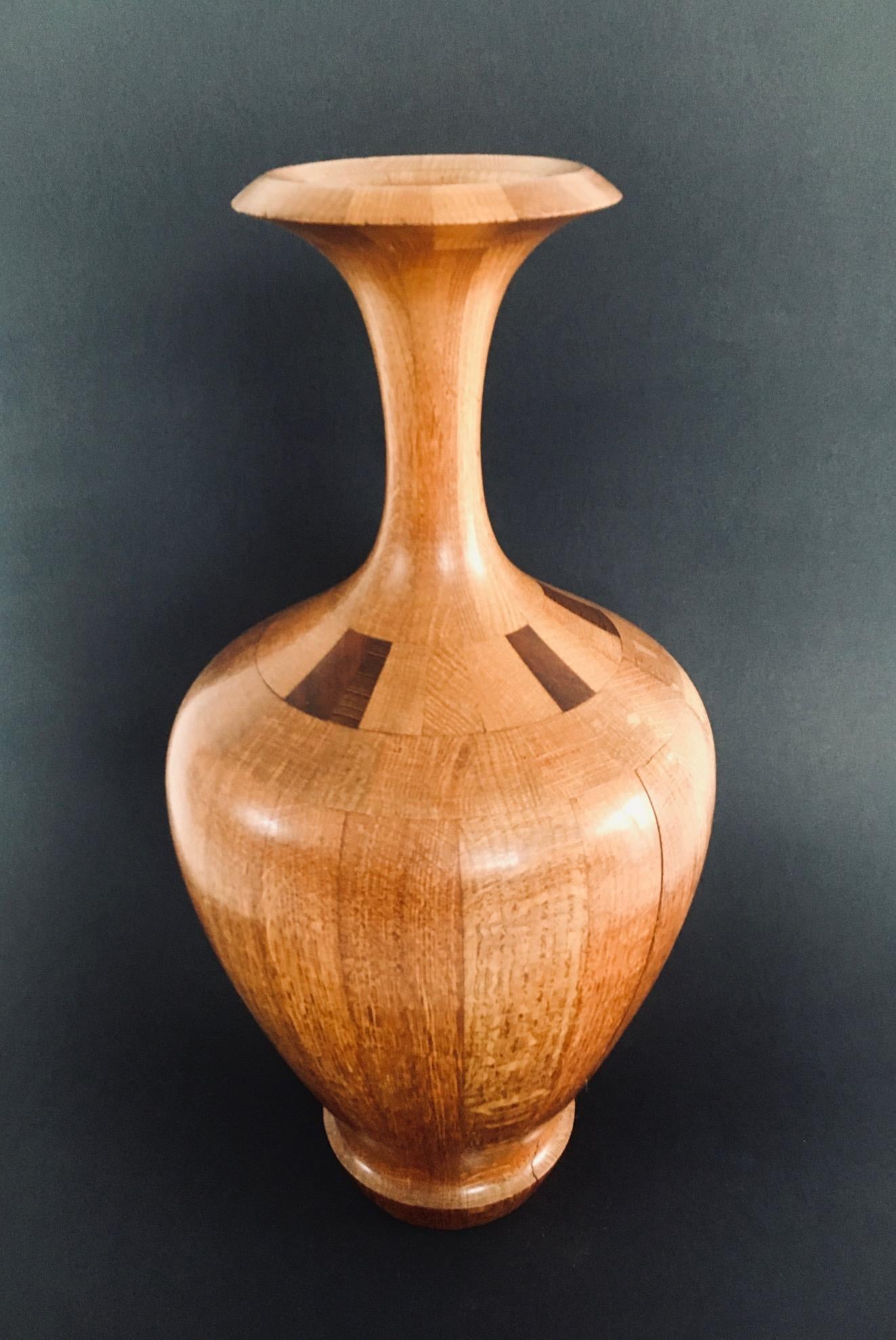 Mid-Century Modern Hardwood Art Vase by Maurice Bonami for De Coene Frères, Belgium 1950's For Sale