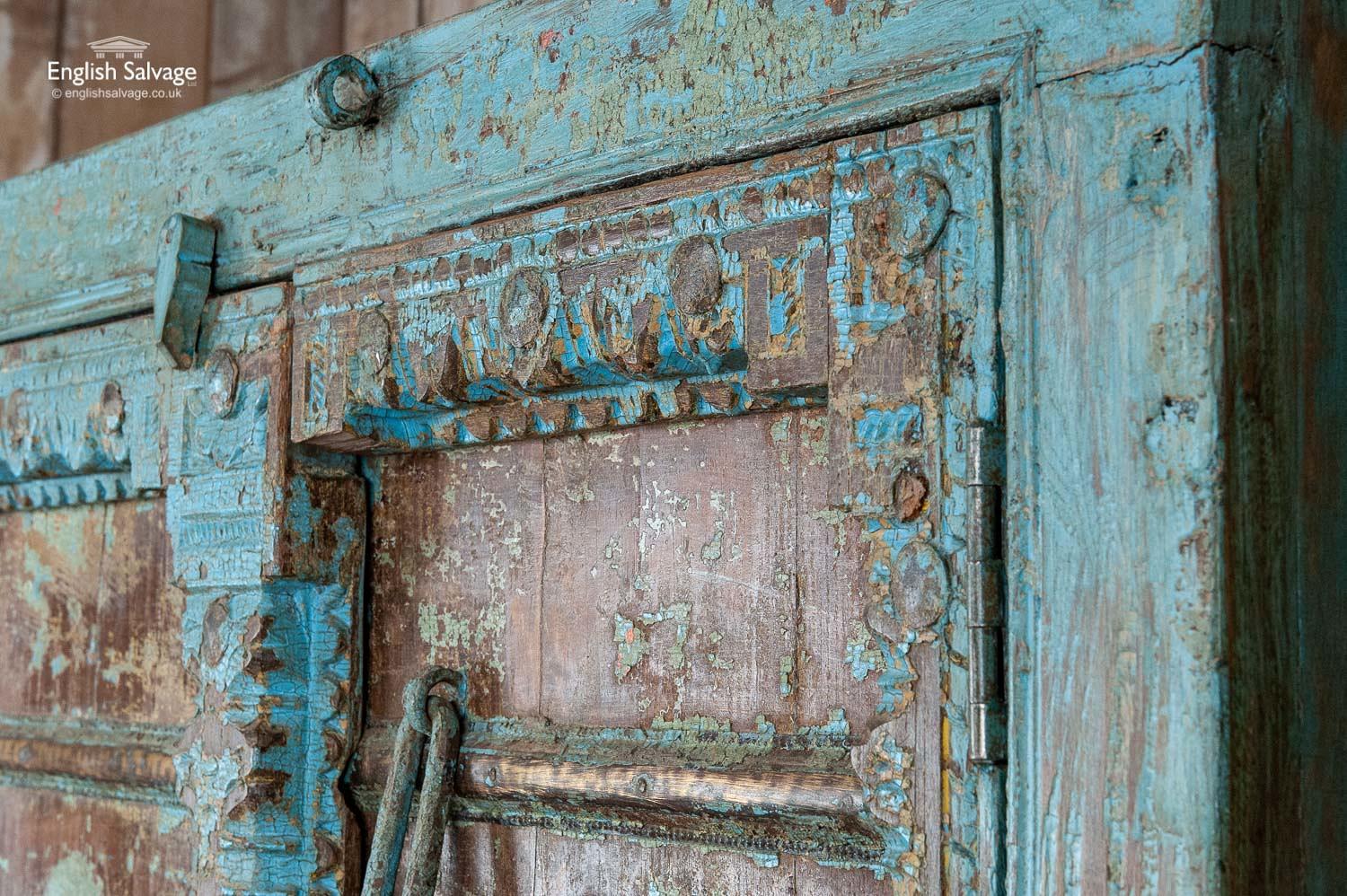 Hardwood Blue Cupboard with Antique Doors, 20th Century In Good Condition For Sale In London, GB