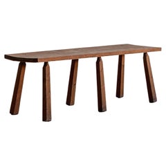 Hardwood Brutalist Side Table, 1970