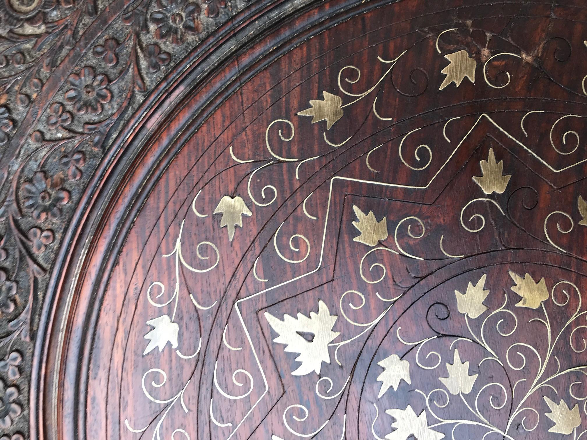 20th Century Hardwood Carved Moorish Style Octagon Side Table Tabouret