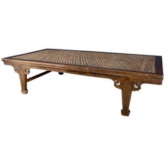 Hardwood Chinese Daybed with Woven Leather Top