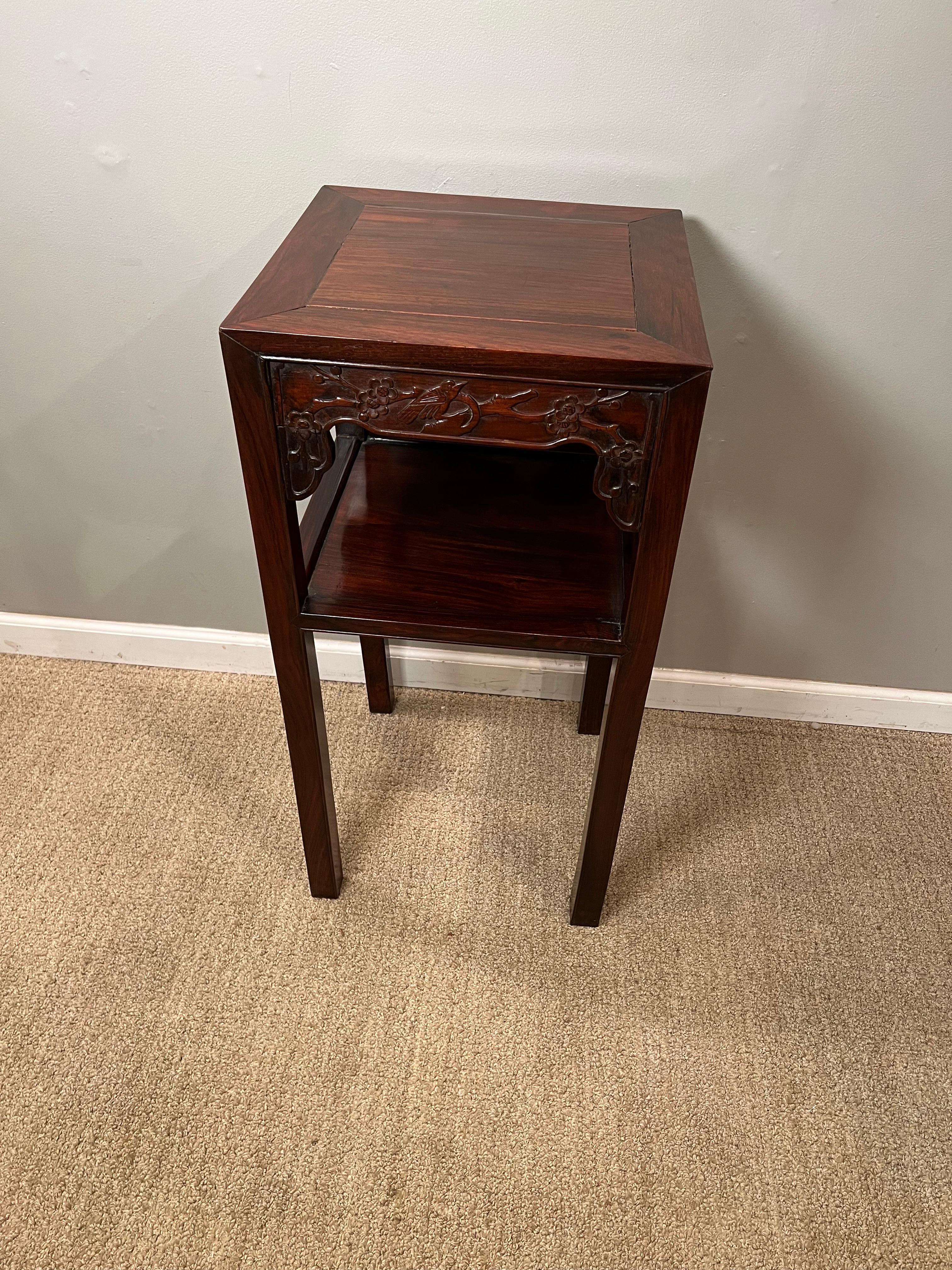 Hand-Carved Hardwood Chinese Tea Table For Sale