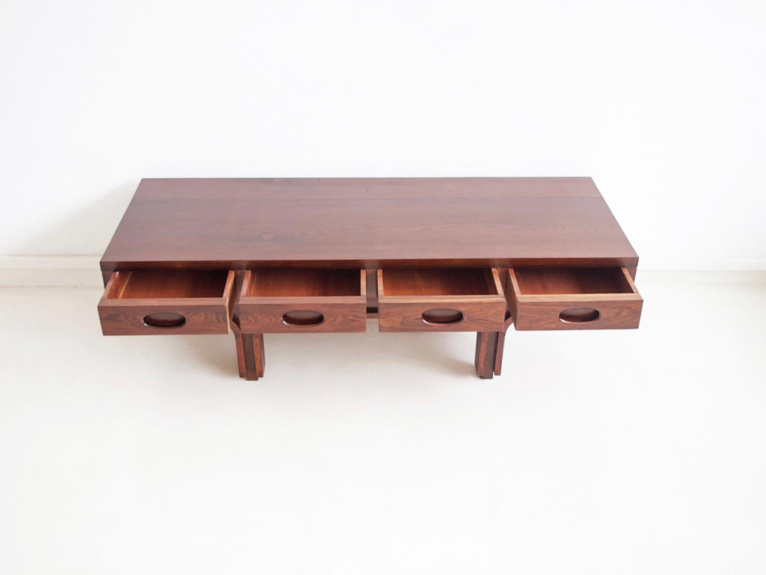 Italian Hardwood Coffee Table by Gianfranco Frattini for Bernini