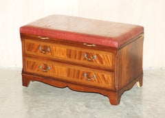 HARDWOOD CROCODILE LEATHER LUGGAGE RACK HALL BENCH SEAT STOOL CHEST OF DRAWERs