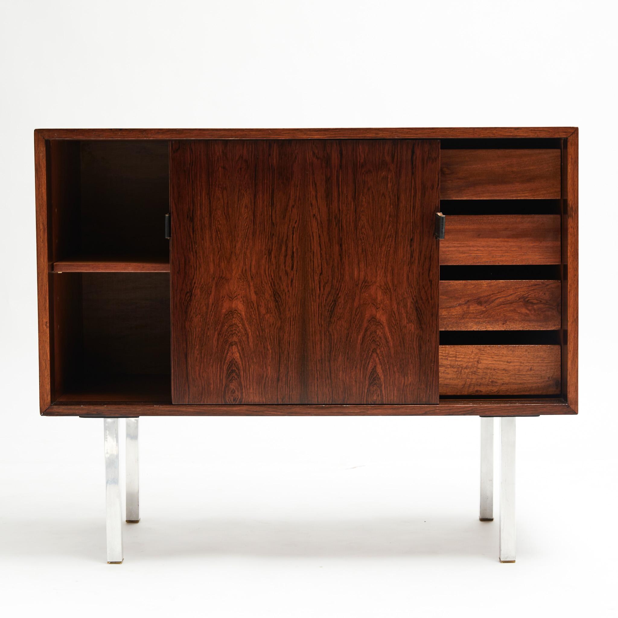 Mid-Century Modern Midcentury Chest in Hardwood & Chrome by Forma Moveis, 1965 Brazil, Sealed For Sale