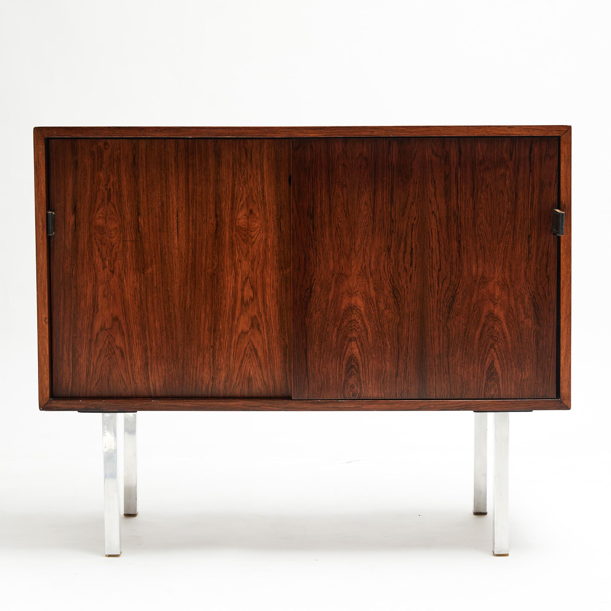 Brazilian Midcentury Chest in Hardwood & Chrome by Forma Moveis, 1965 Brazil, Sealed For Sale