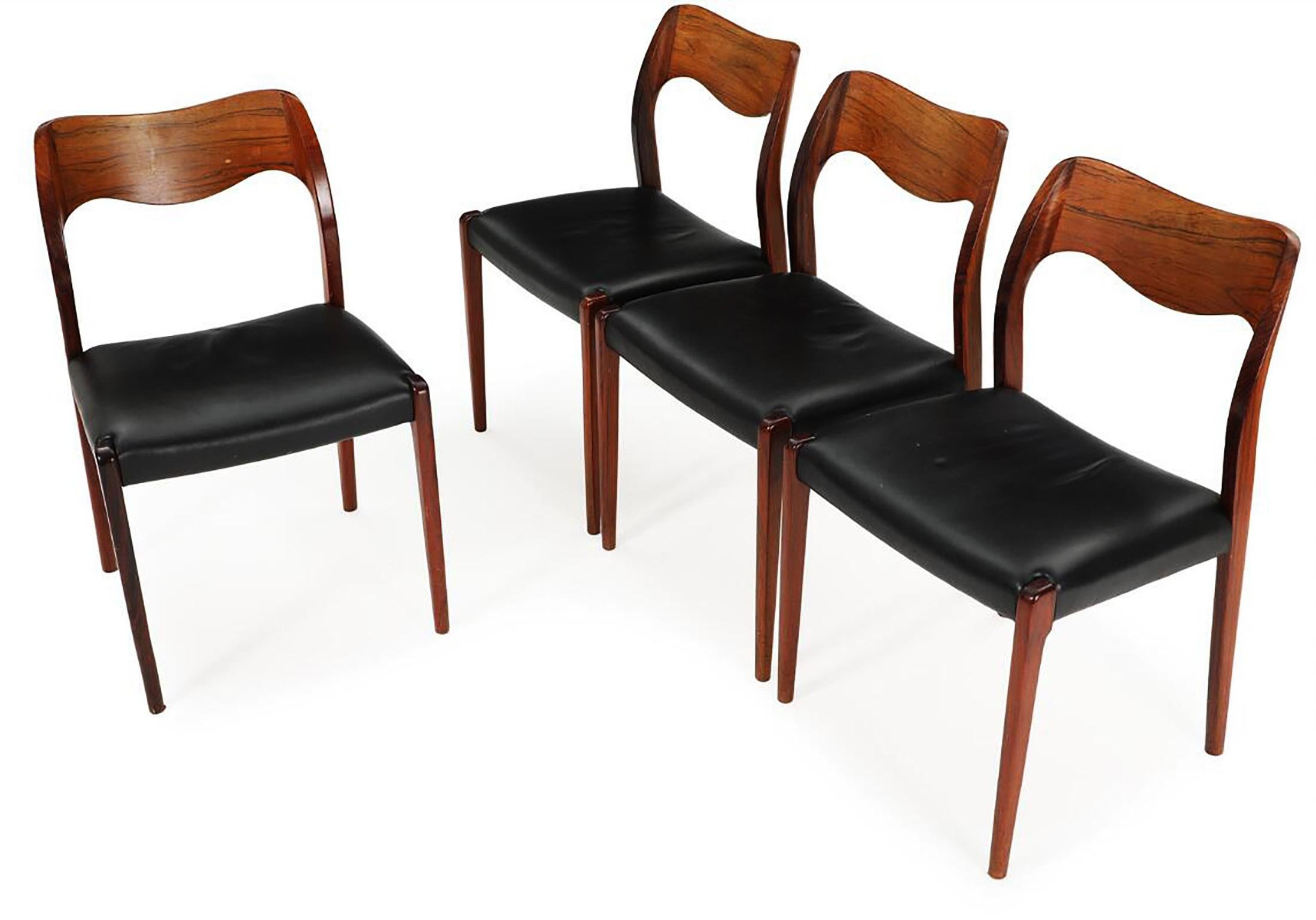 Danish Hardwood Dining Chairs Model 71 By Niels Otto Møller For Sale