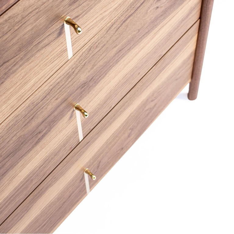 Hardwood Dresser with Custom Brass Pulls For Sale at 1stDibs