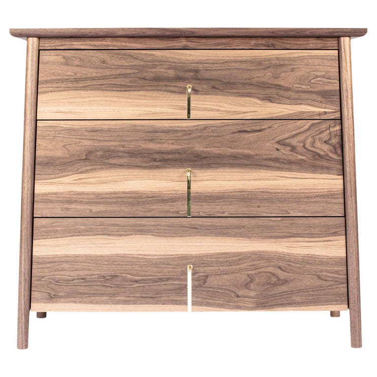 Hardwood Dresser with Custom Brass Pulls For Sale at 1stDibs