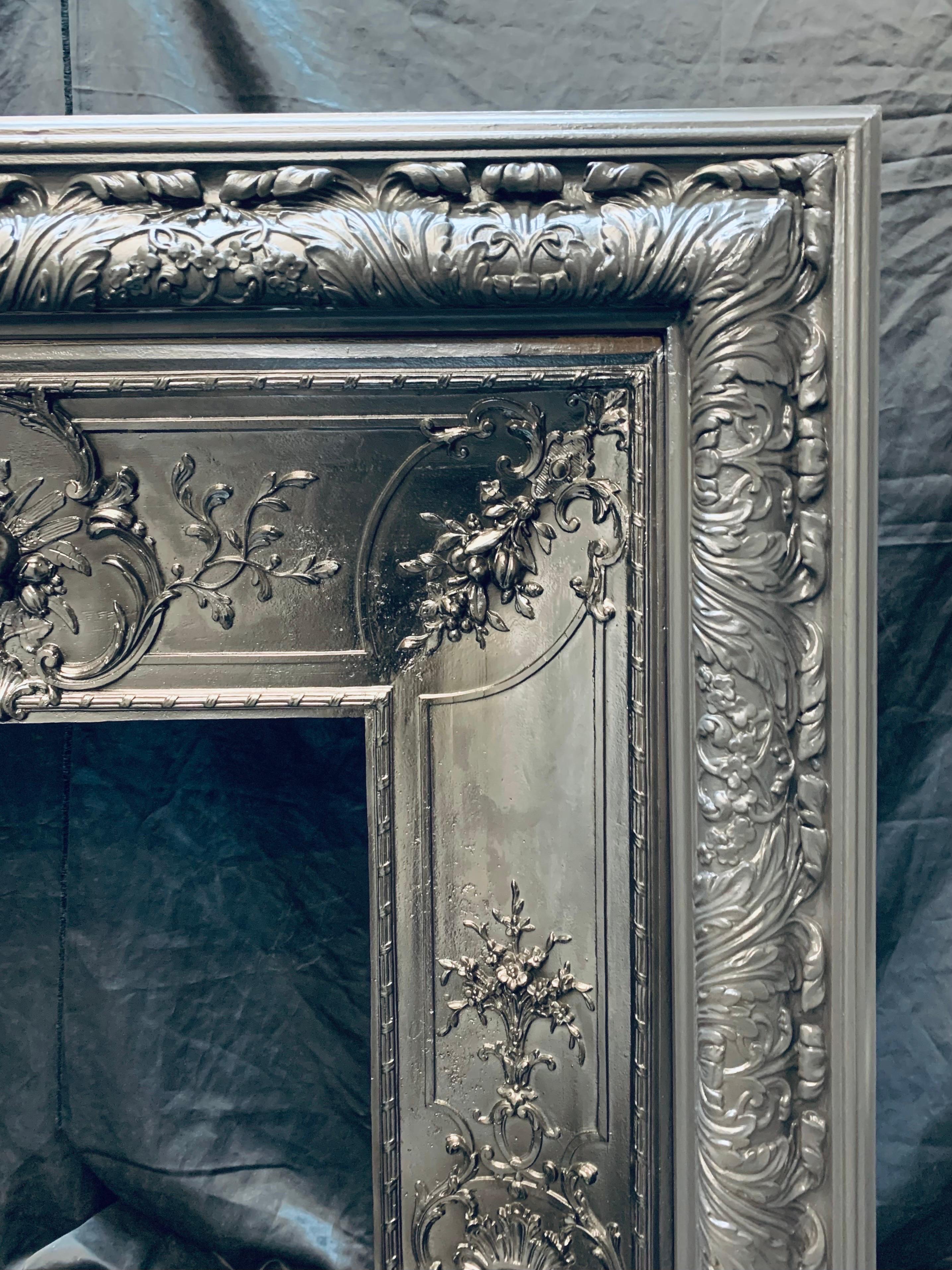 Carved Hardwood & Gesso Edwardian Bolection Fireplace Surround.