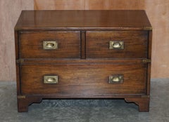 Hardwood Harrods London Kennedy Military Campaign Chest of Drawers Tv Stand