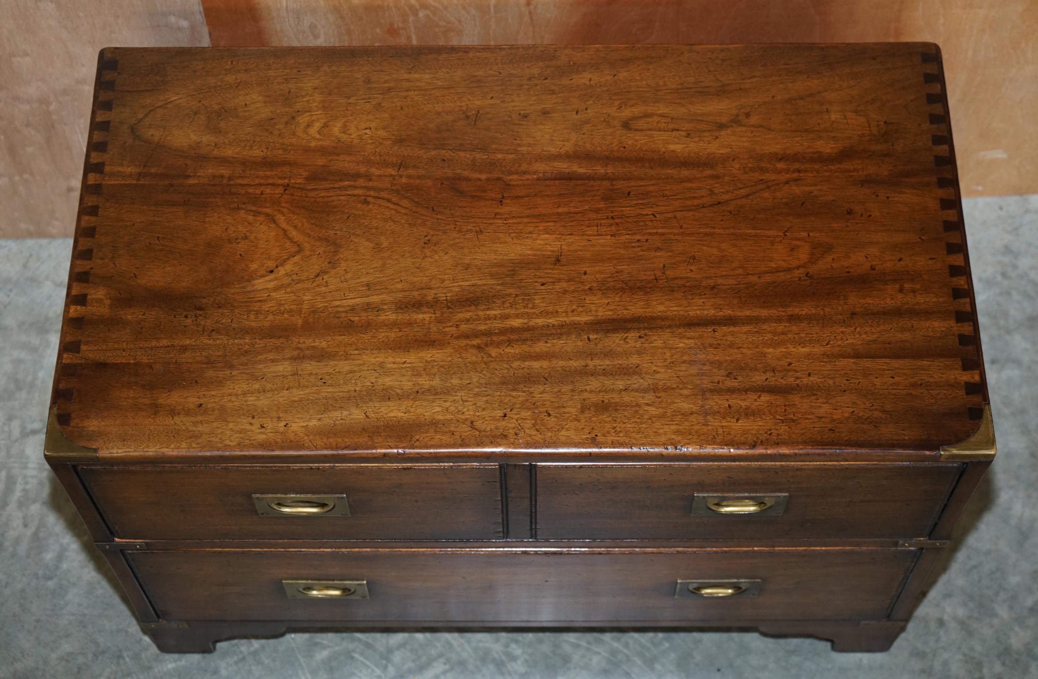 Hand-Crafted Hardwood Harrods London Kennedy Military Campaign Chest of Drawers Tv Stand