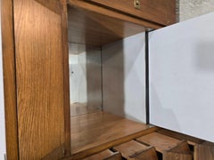 Hardwood Mid-Century Sideboard Desk Cabinet with Bar, Drawers & Shelves – Lockin