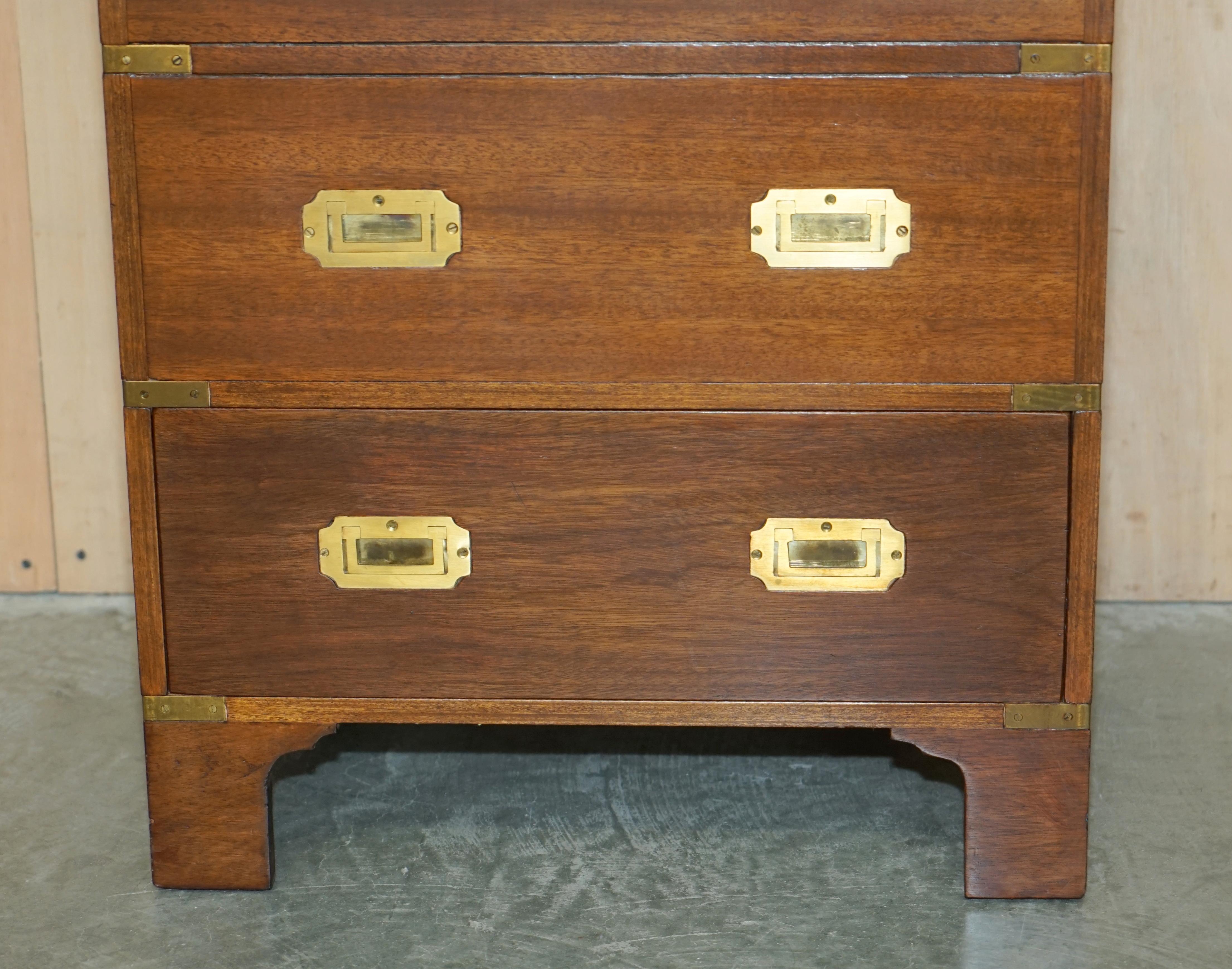 Brass Hardwood Military Campaign Drinks Cabinet Hidden Inside a Side Table Must See! For Sale