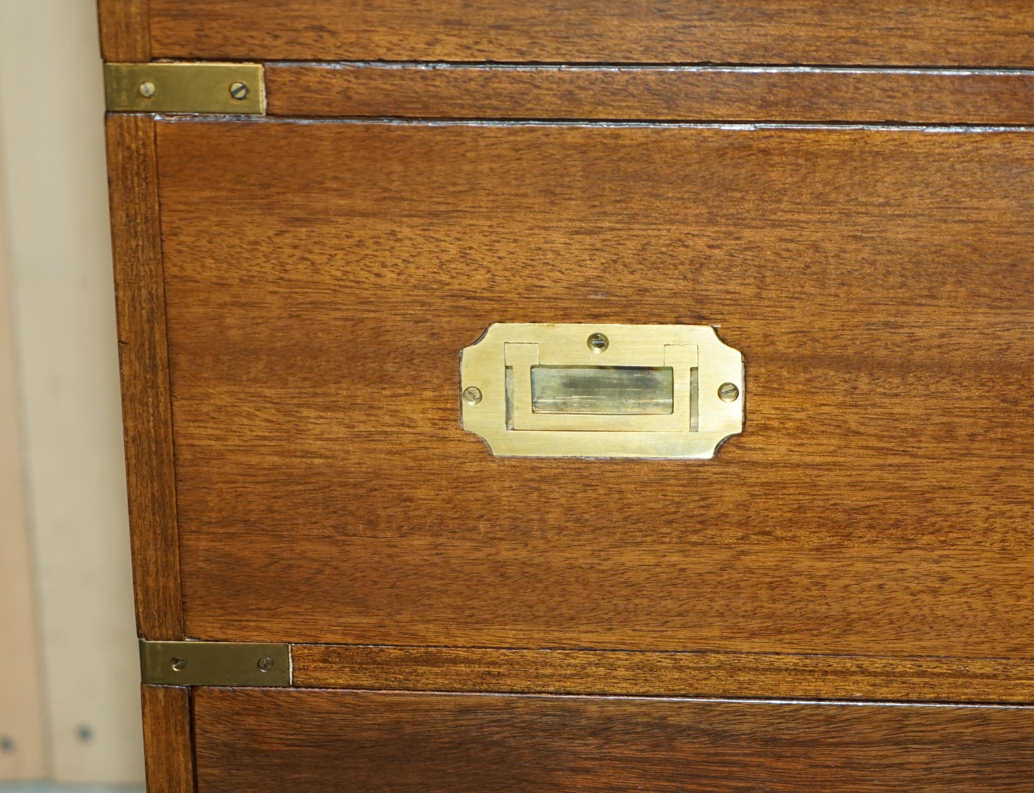 Brass Hardwood Military Campaign Drinks Cabinet Hidden Inside a Side Table Must See! For Sale