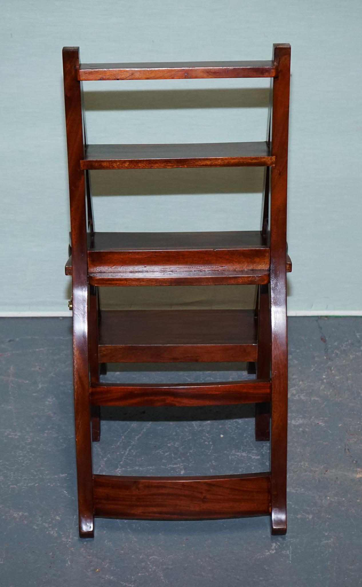 HARDWOOD SOLID CHAIR CONVERTS INTO LADDER OFFICE LiBRARY STEP For Sale 6