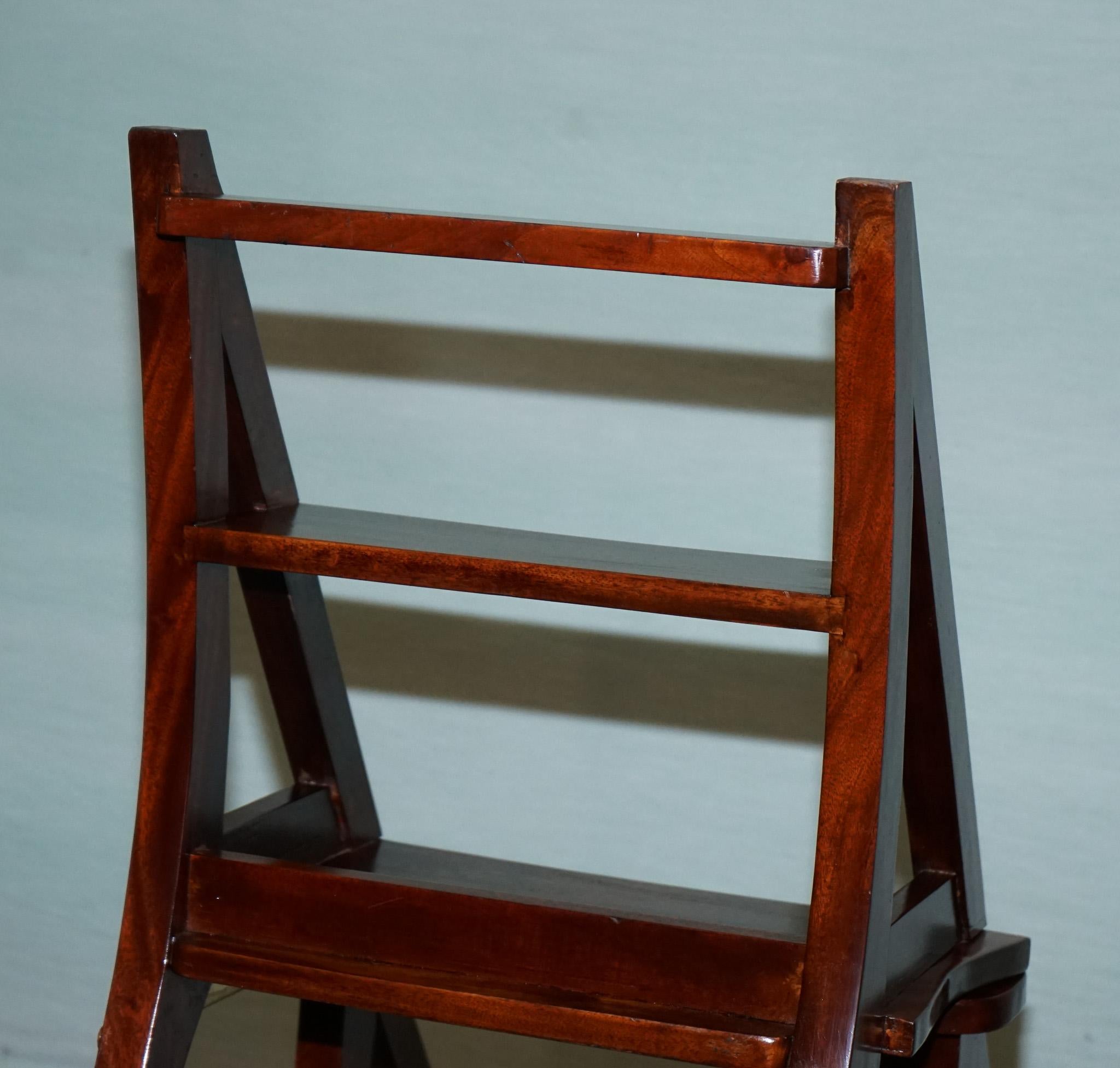 HARDWOOD SOLID CHAIR CONVERTS INTO LADDER OFFICE LiBRARY STEP For Sale 7
