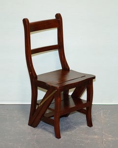 HARDWOOD SOLID CHAIR CONVERTS INTO LADDER OFFICE LiBRARY STEP