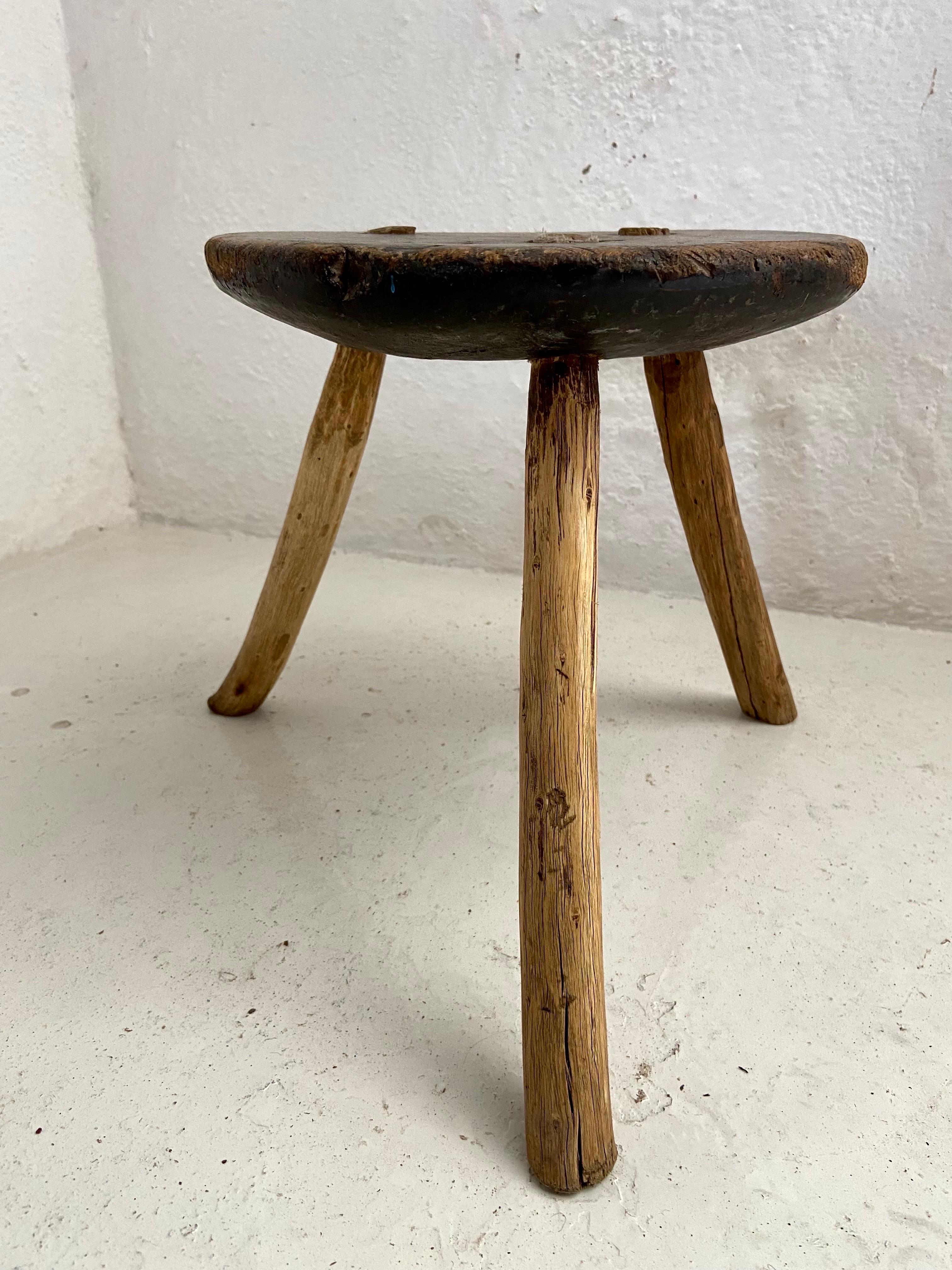 Rare hardwood stool from the 20's or 30´s from the high desert area of Tierra Blanca, Guanajuato, Mexico. All original legs and seat.