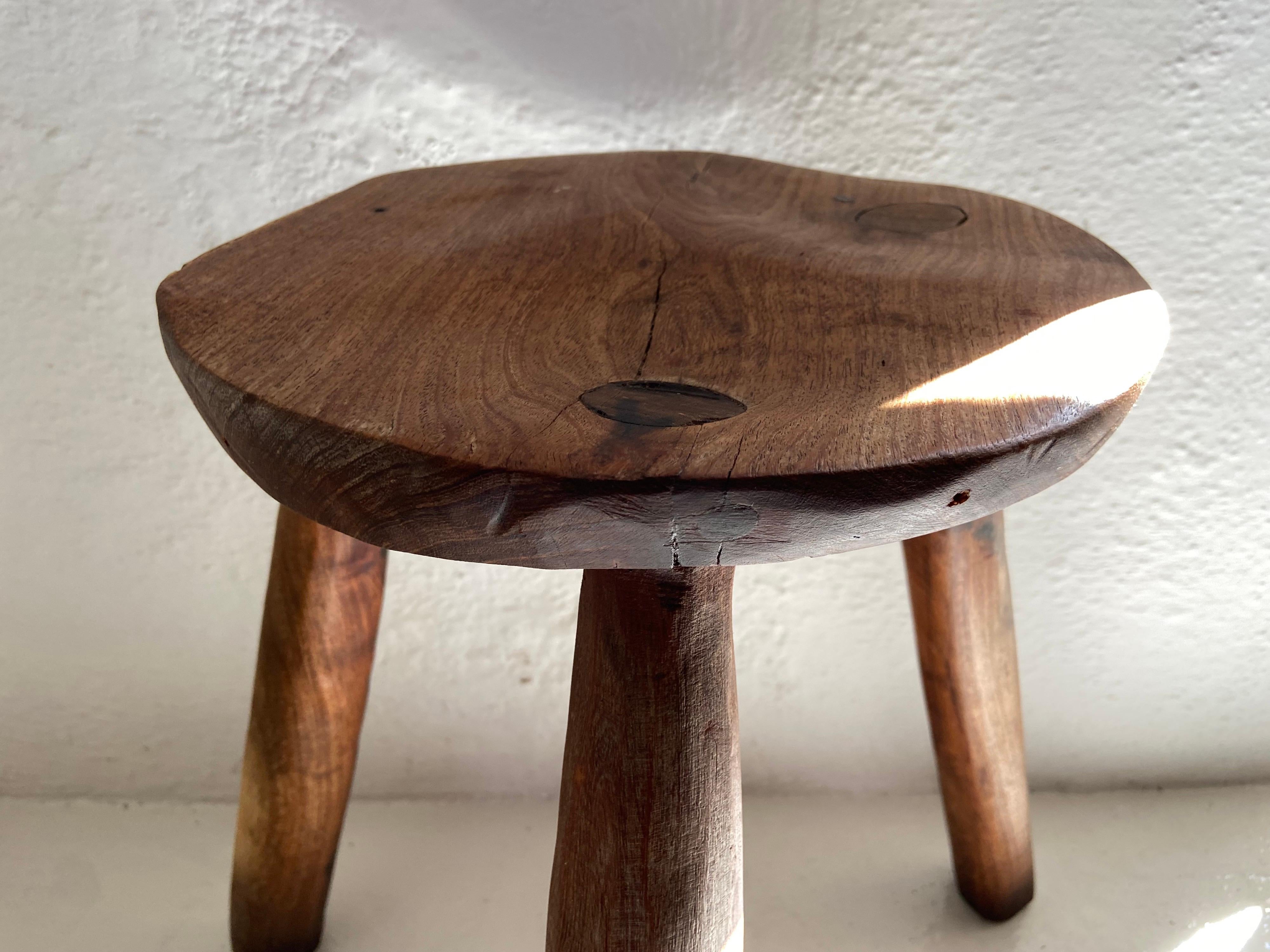 Country Hardwood Stool from Mexico, circa 1970s