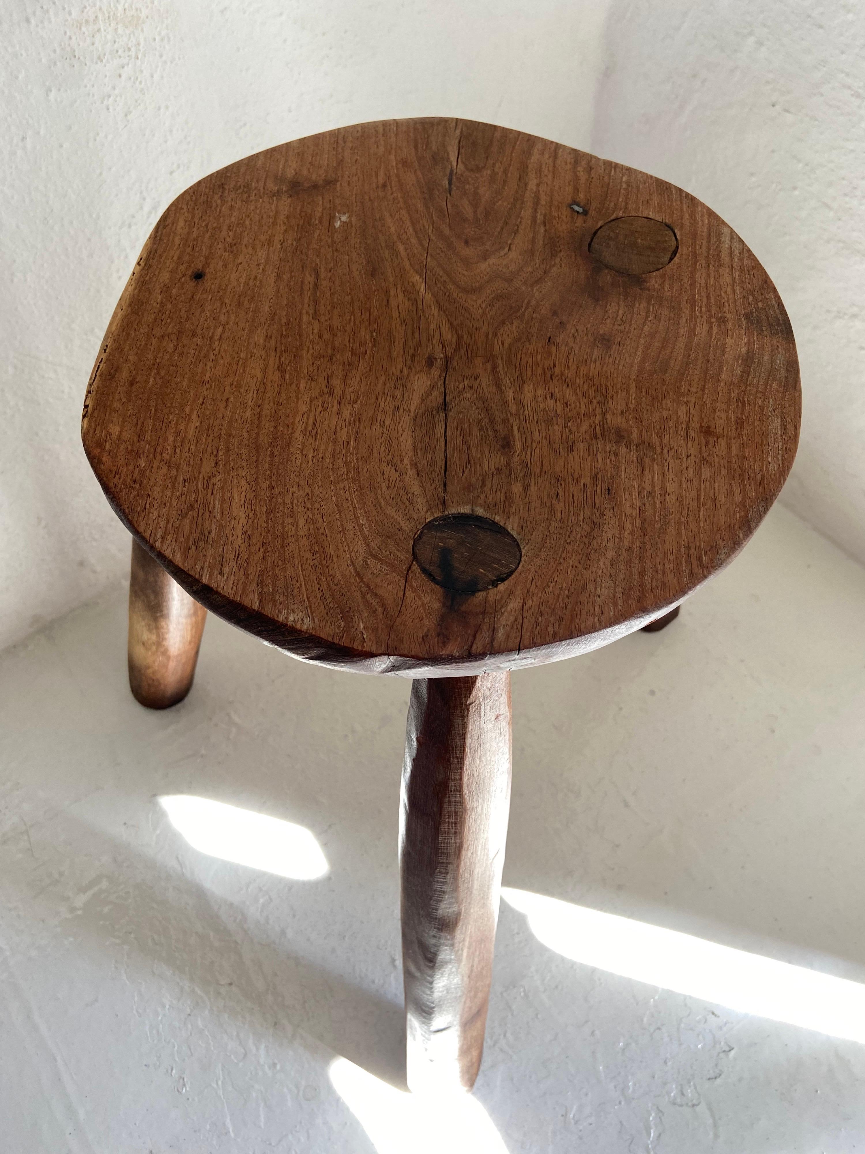 Mexican Hardwood Stool from Mexico, circa 1970s