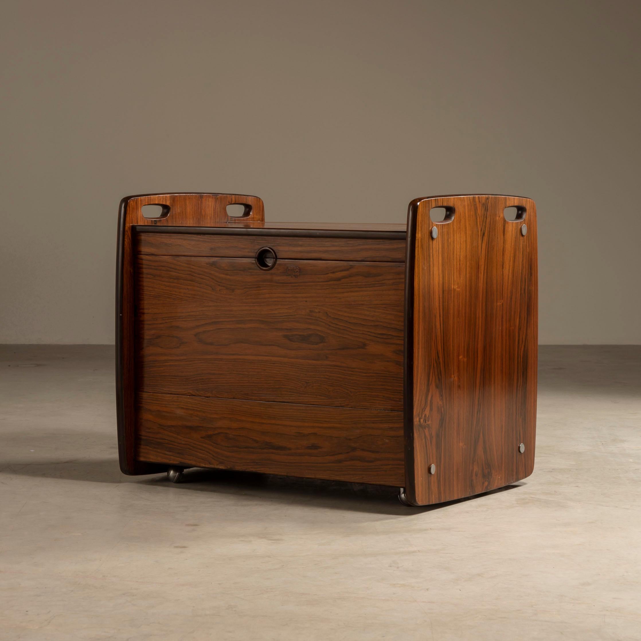 South American Hardwood Trolley, by Sergio Rodrigues, 1965, Brazilian Mid-Century Modern For Sale