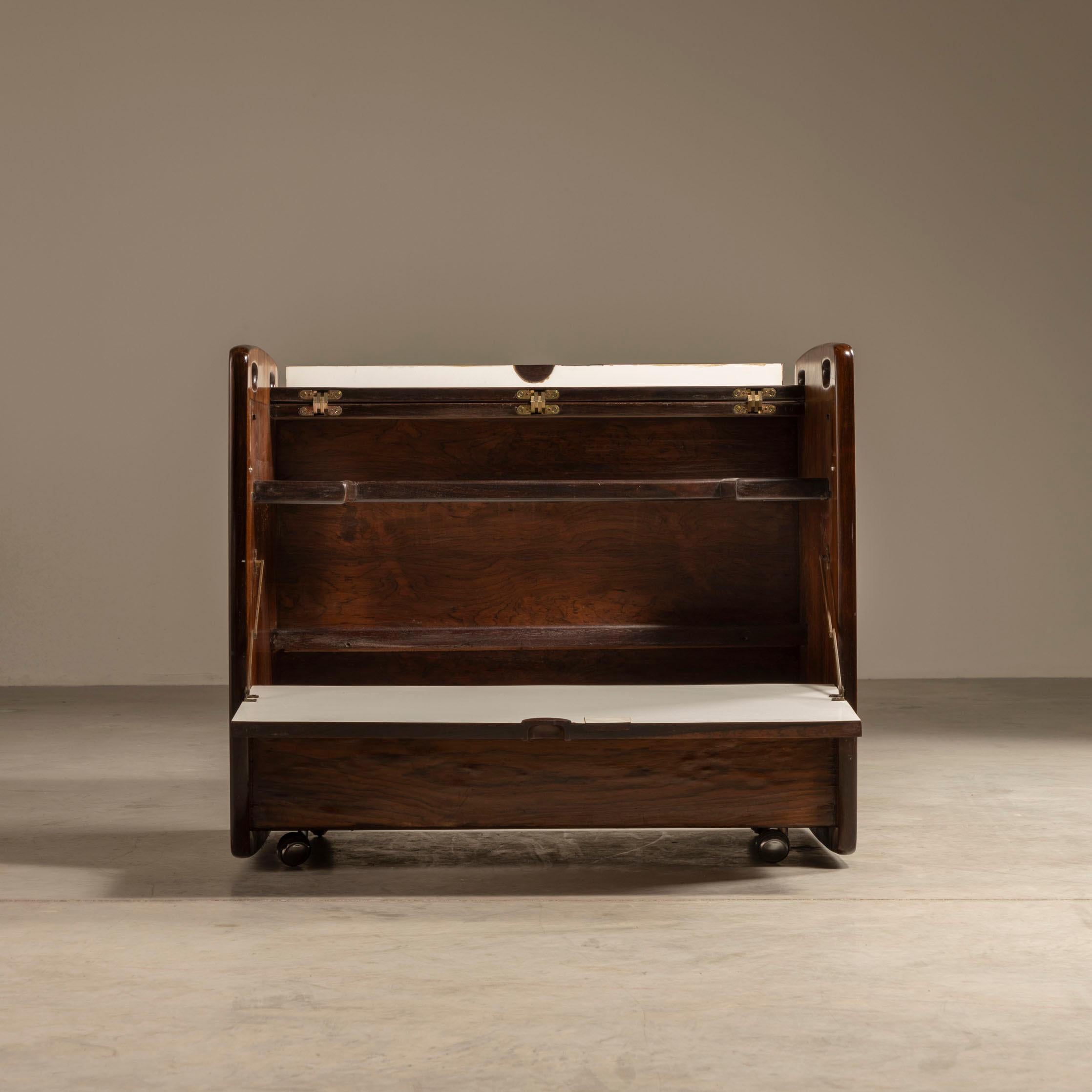 Woodwork Hardwood Trolley, by Sergio Rodrigues, 1965, Brazilian Mid-Century Modern For Sale