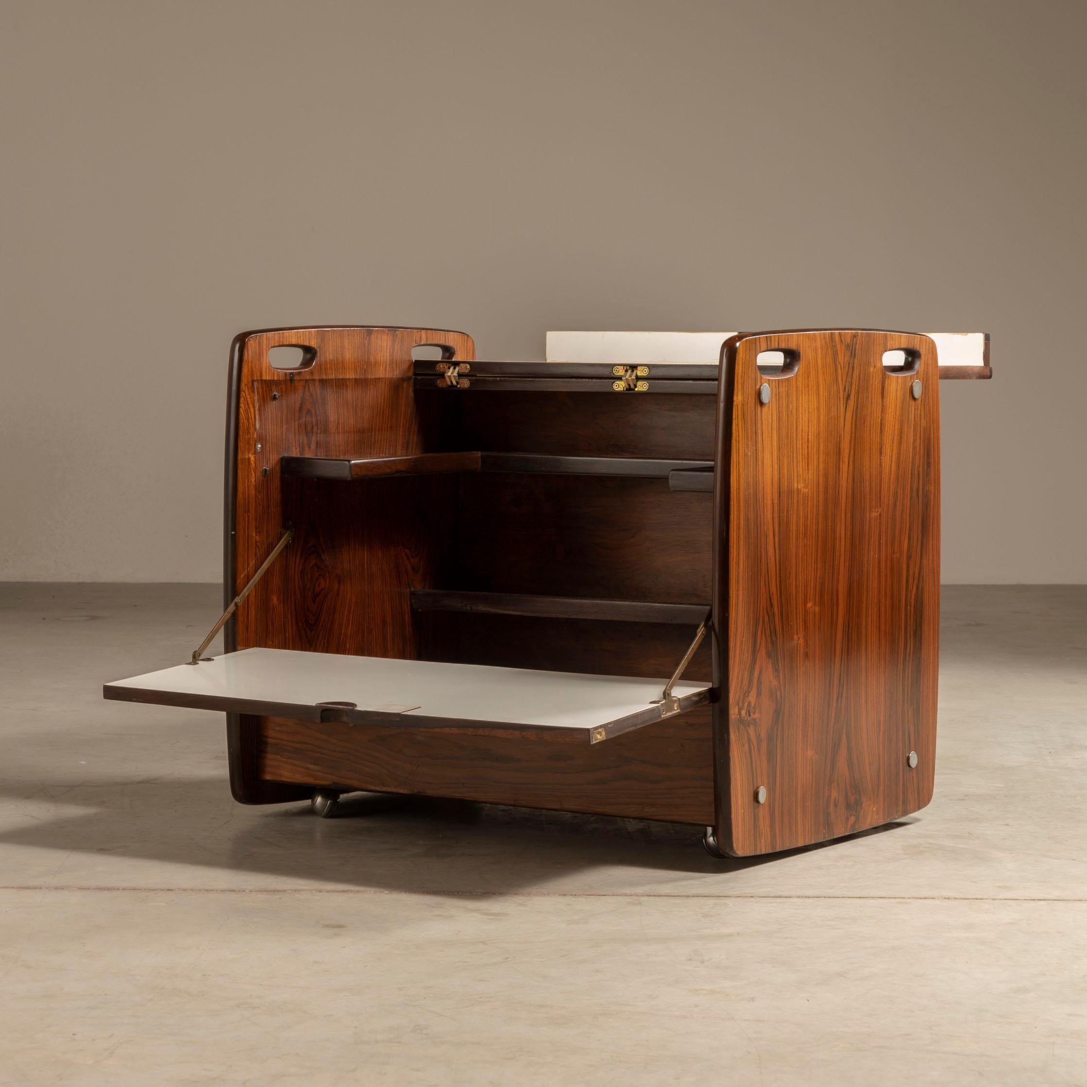 Hardwood Trolley, by Sergio Rodrigues, 1965, Brazilian Mid-Century Modern In Excellent Condition For Sale In Sao Paulo, SP