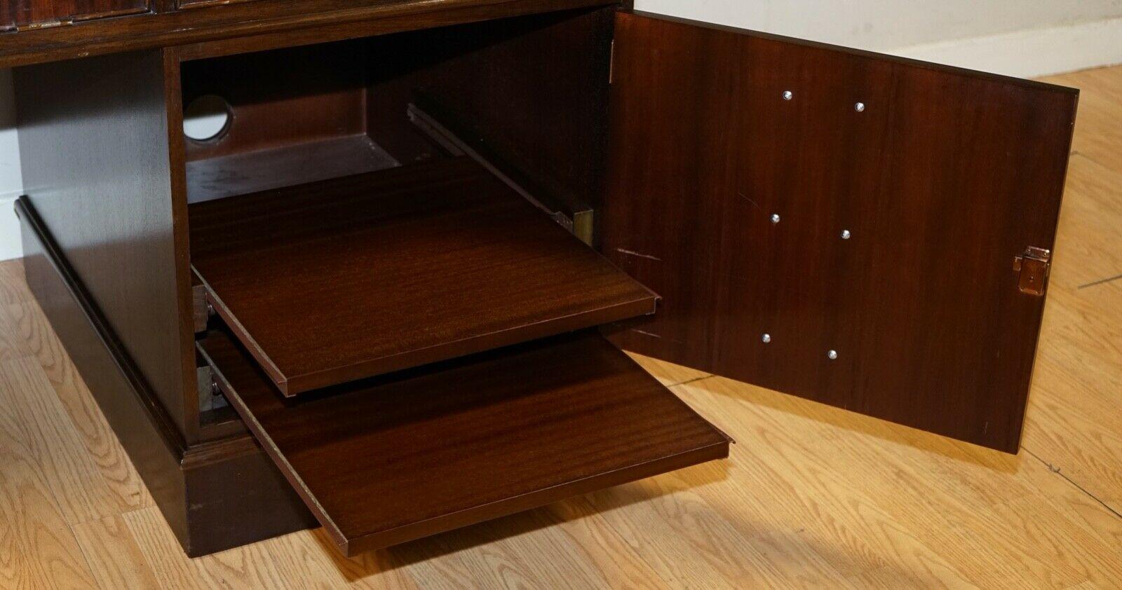 Hardwood Twin Pedestal Partner Desk Leather Top Designed to House Computer 3