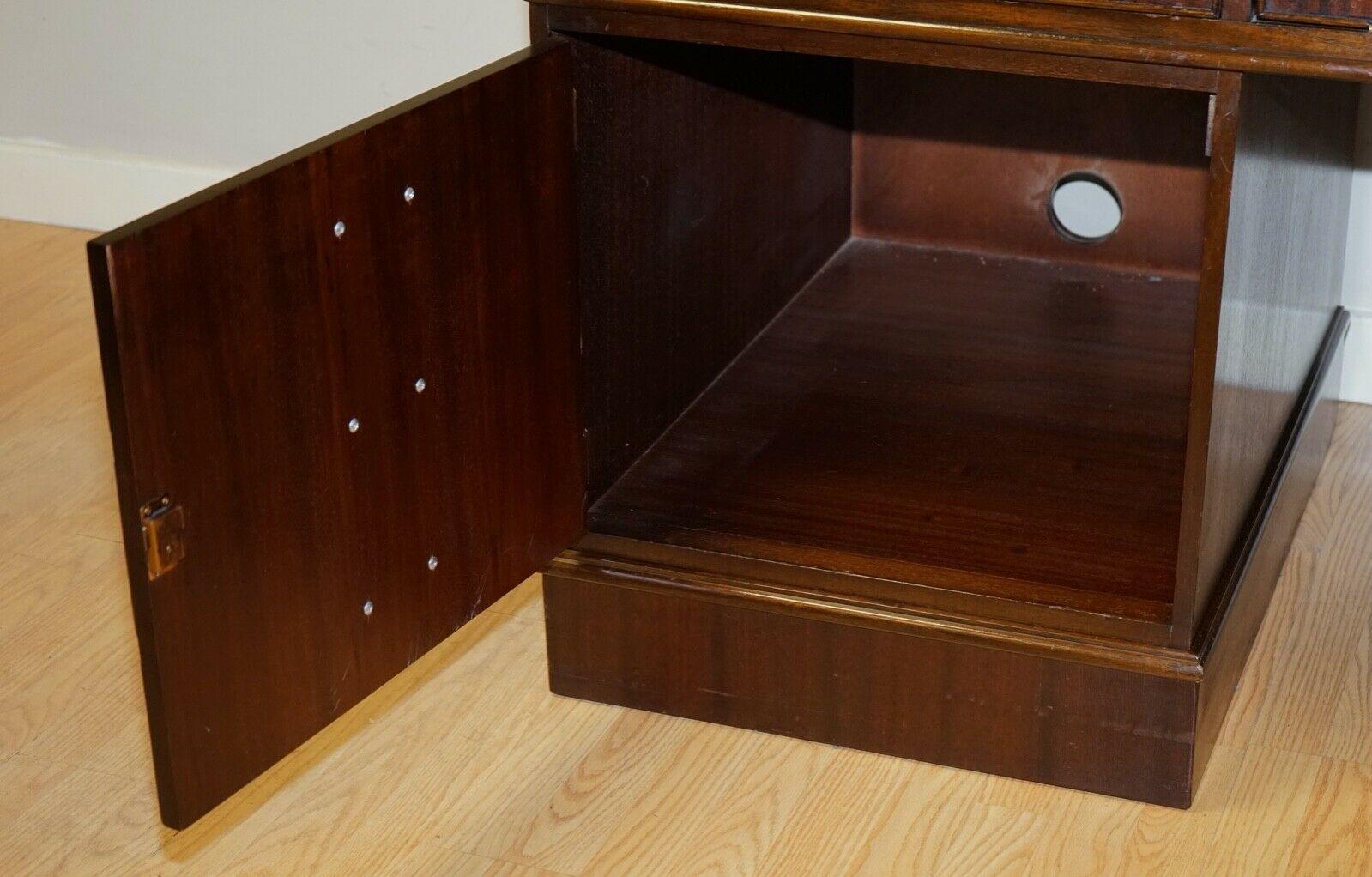 Hardwood Twin Pedestal Partner Desk Leather Top Designed to House Computer 4