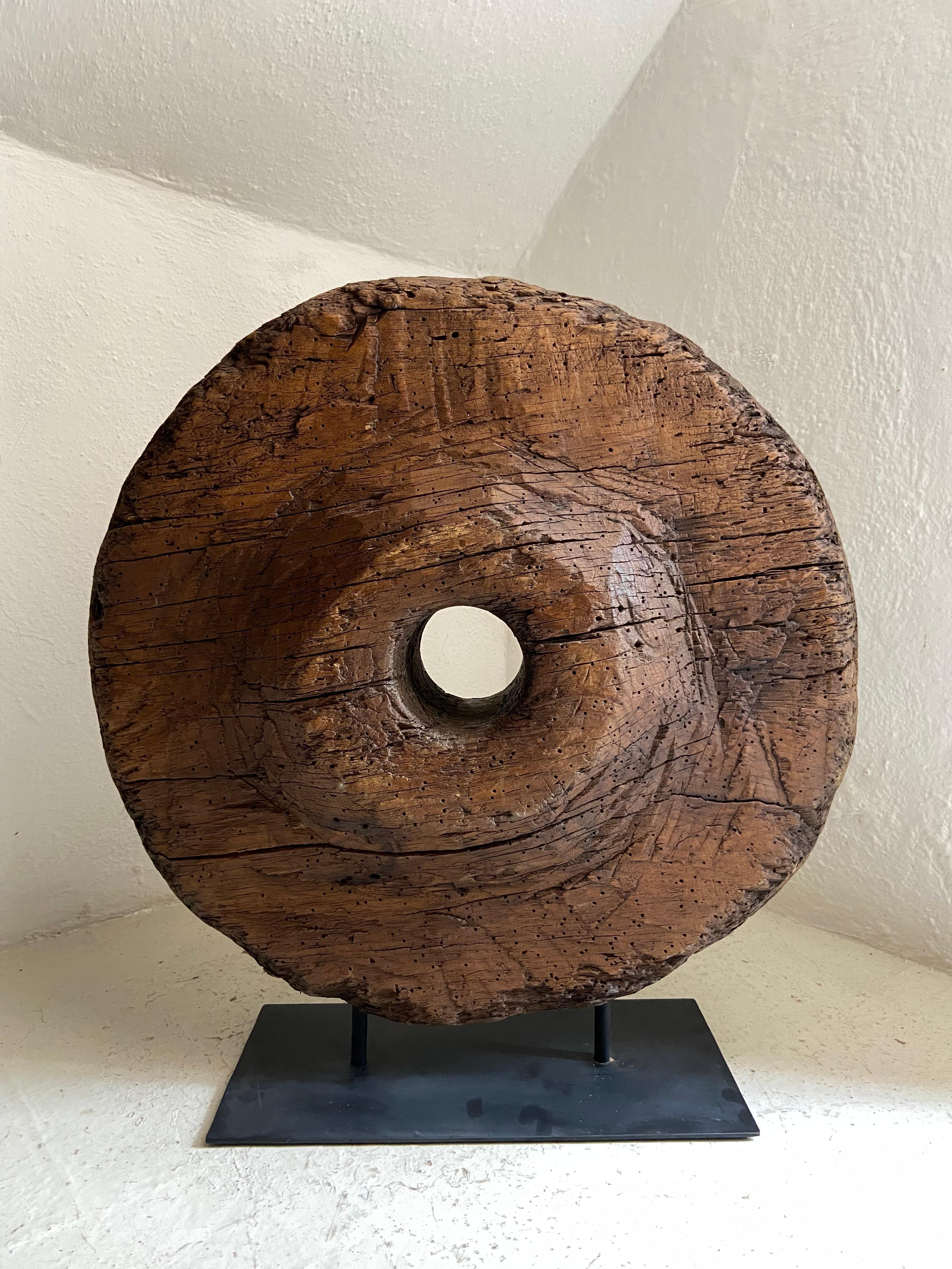 Other Hardwood Wagon Wheel with Base by Artefakto For Sale
