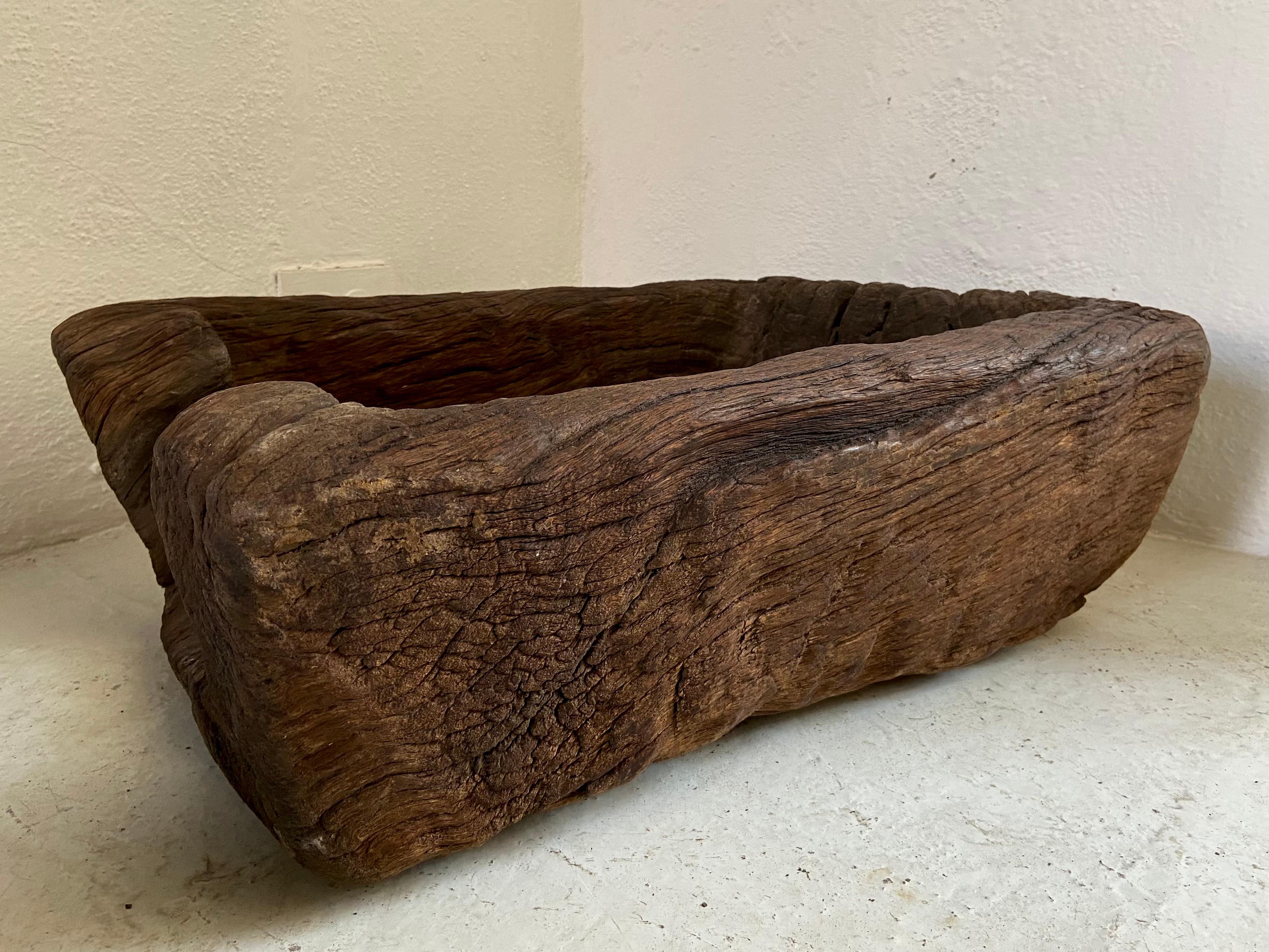 Rustic Hardwood Wash Basin Trough from Mexico, Circa Late 19th Century