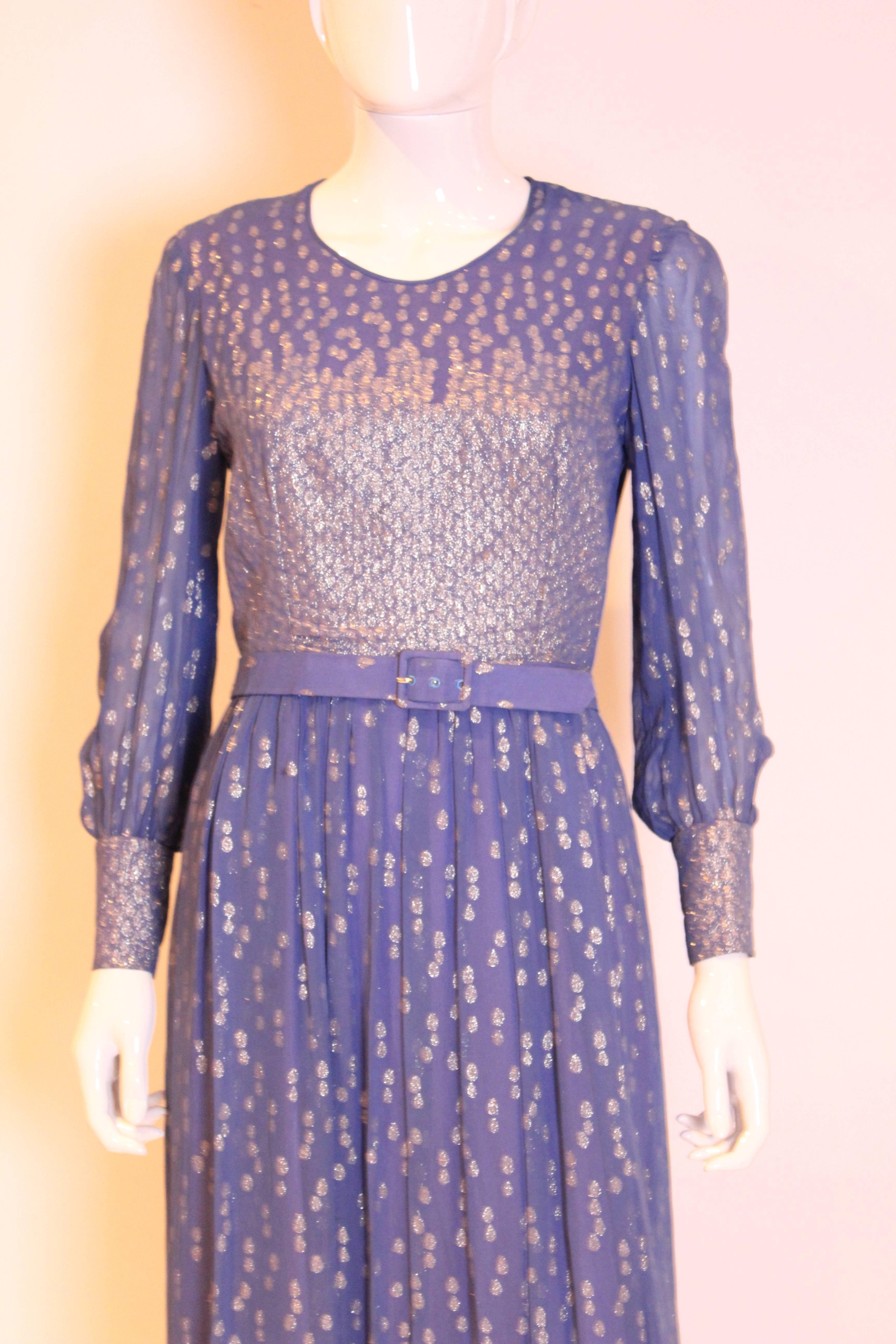 Hardy Amies Blue and Gold Gown at 1stDibs | hardy amies dresses