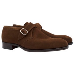 Hardy Amies Brown Suede Monk Shoes 7.5
