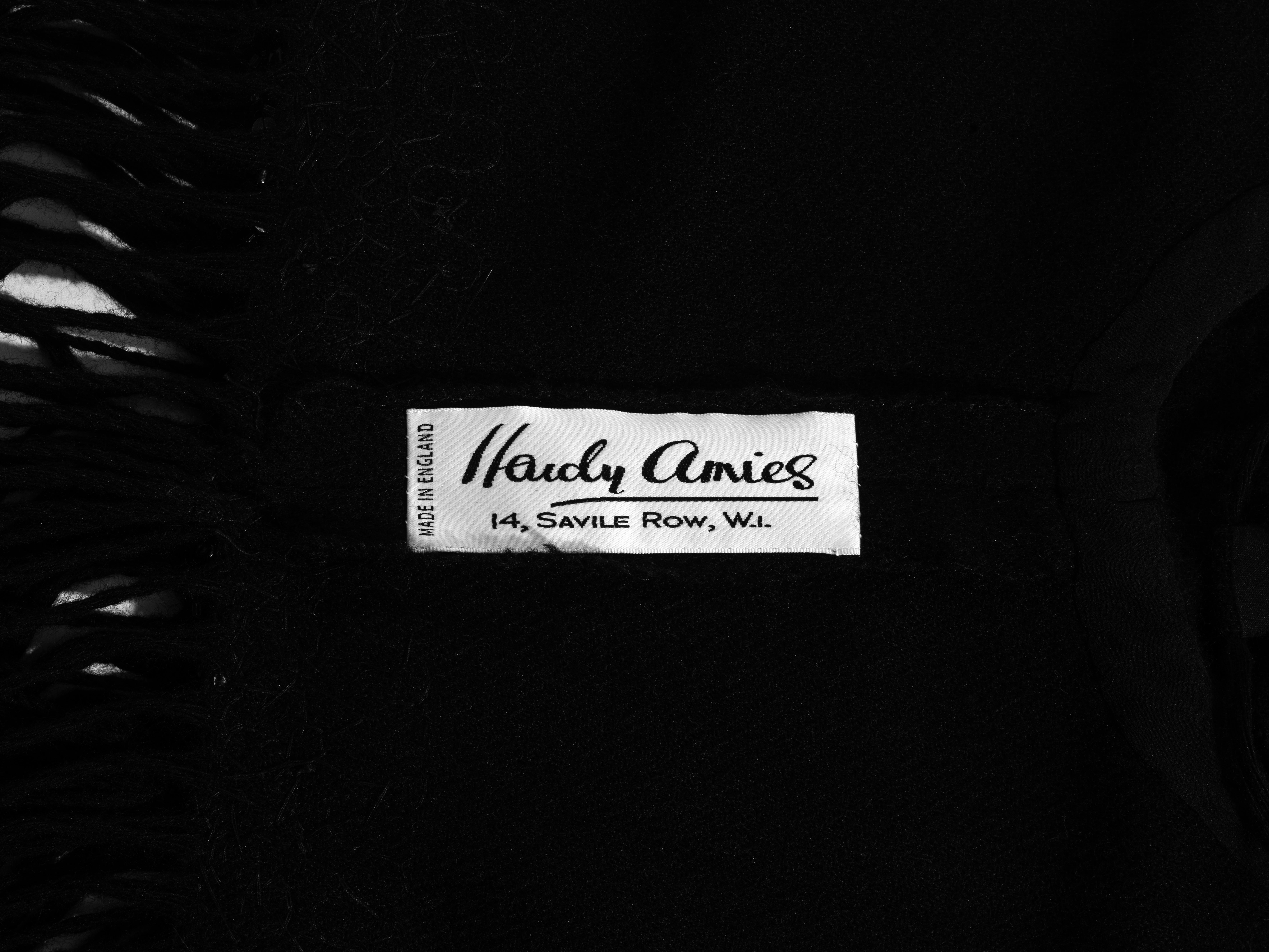 Hardy Amies couture black wool embellished evening dress, c. 1960 For Sale 1