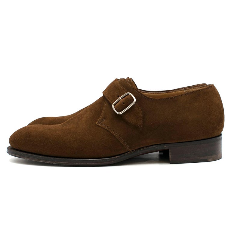 Hardy Amies London Brown Suede Monk Strap Shoes 7.5 For Sale at 1stDibs ...