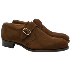 Hardy Amies London Brown Suede Monk Strap Shoes 7.5