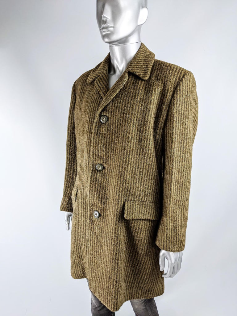 Hardy Amies Mens Cashmere and Wool Vintage Striped Coat For Sale at ...