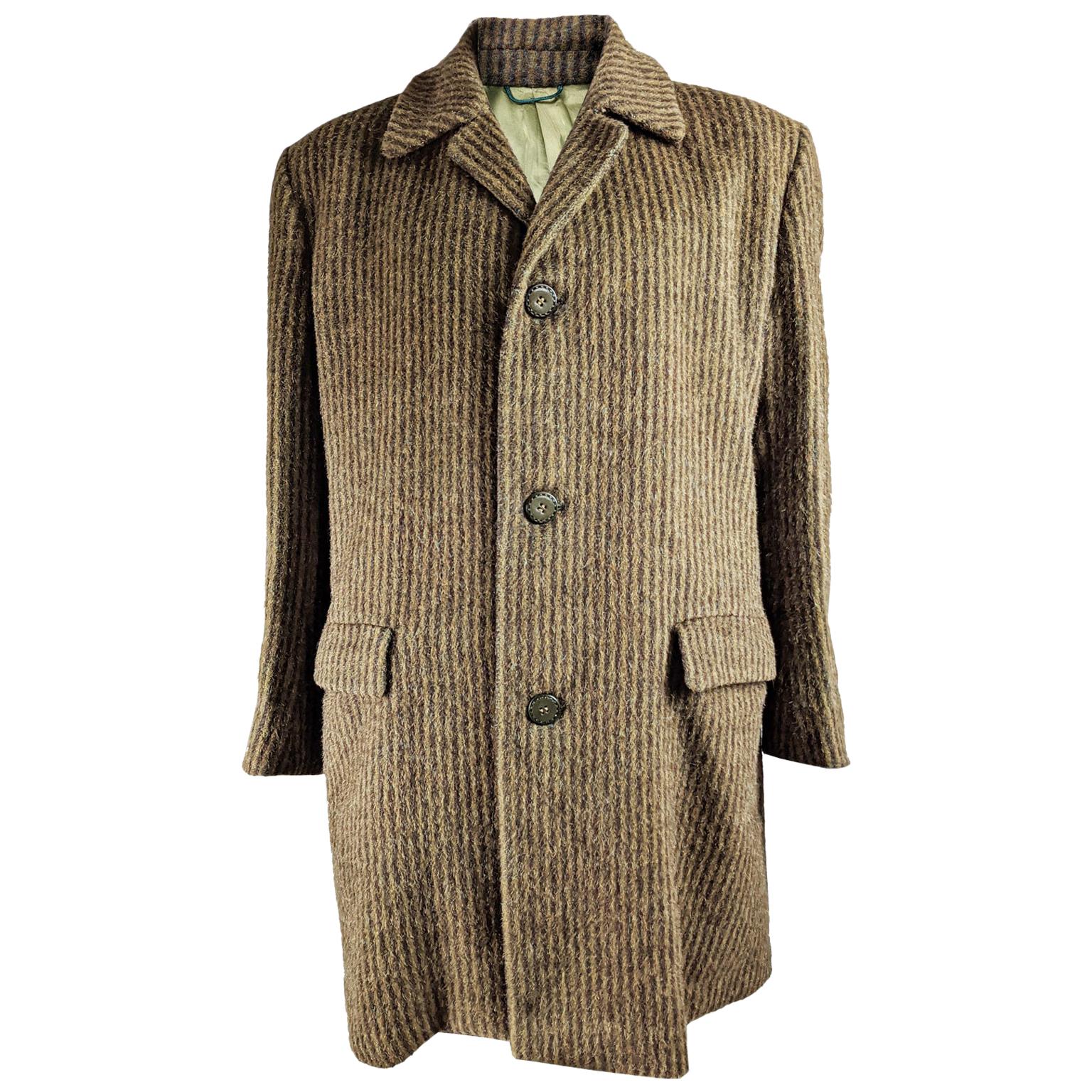 Hardy Amies Mens Cashmere & Wool Vintage Striped Coat