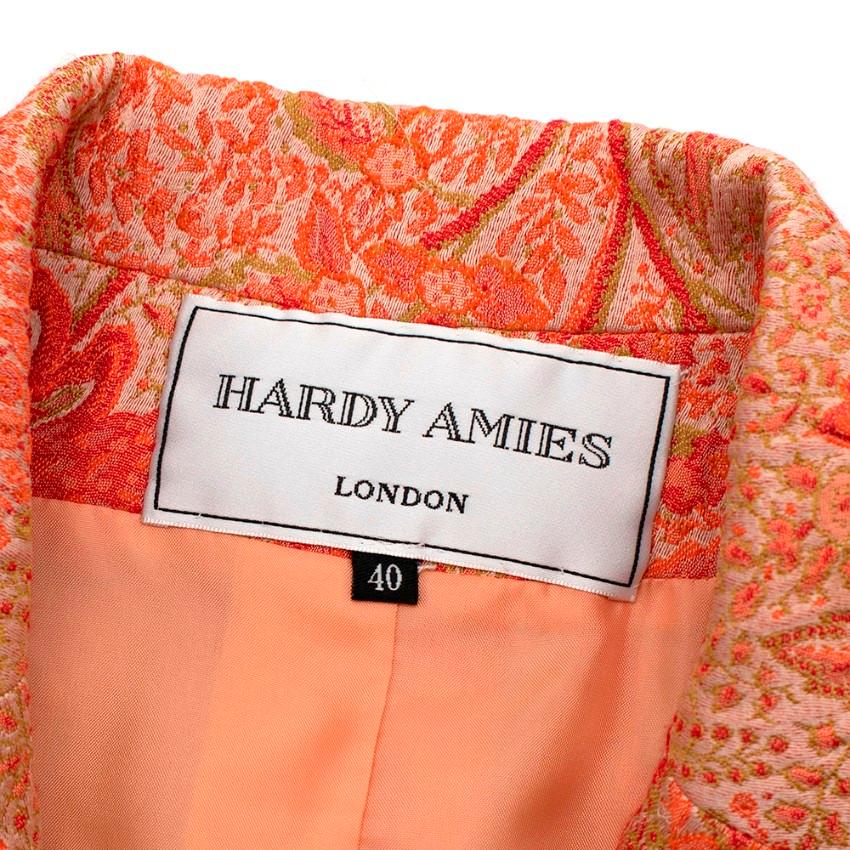 Hardy Amies Orange Floral Print Jacquard Blazer - Size M In New Condition In London, GB
