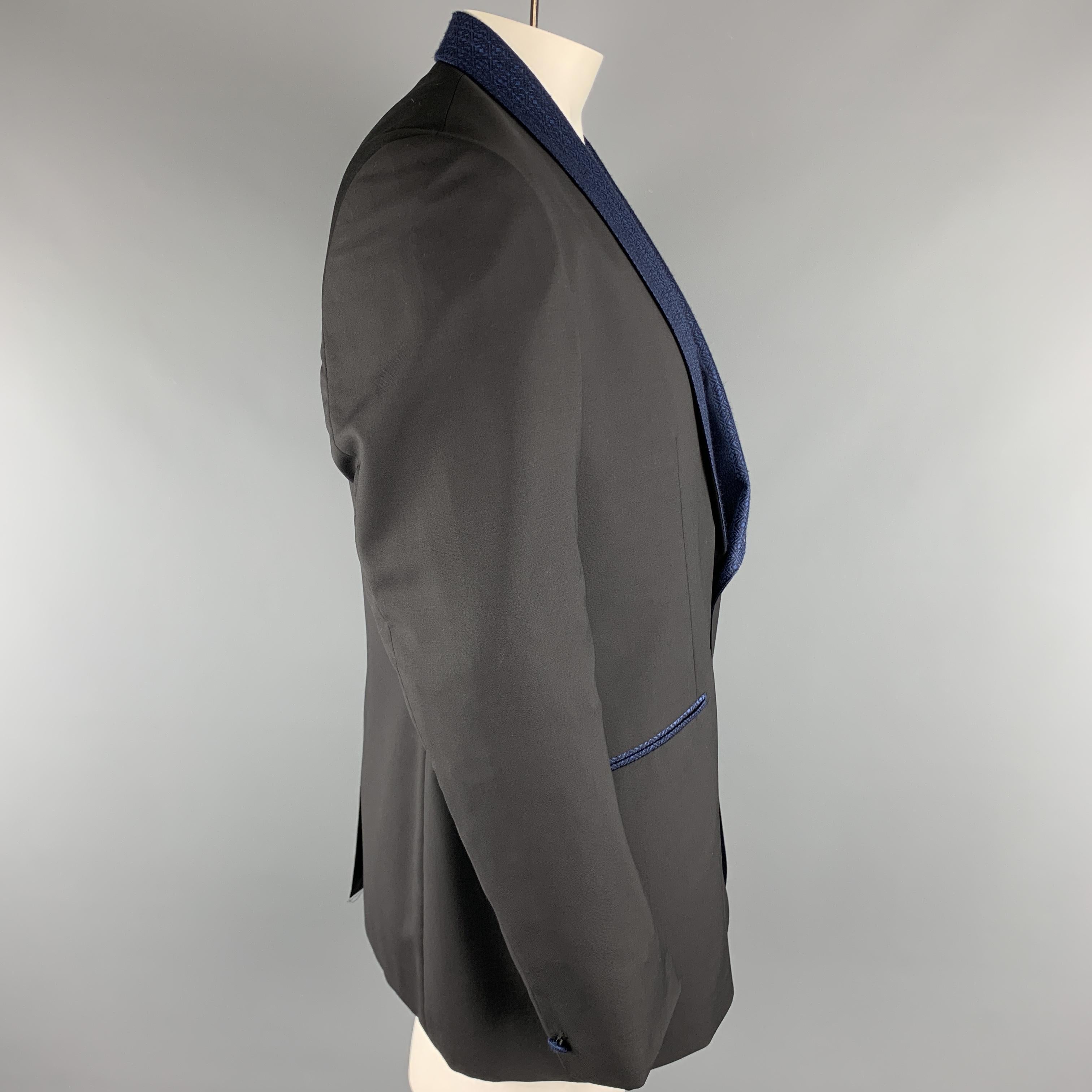 HARDY AMIES Size 44 Black Mixed Fabrics Wool / Mohair Sport Coat In Excellent Condition In San Francisco, CA