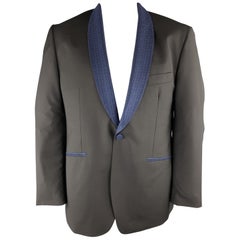 HARDY AMIES Size 44 Black Mixed Fabrics Wool / Mohair Sport Coat