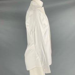 HARDY AMIES Größe S Weißes Baumwollköperhemd mit langen Ärmeln