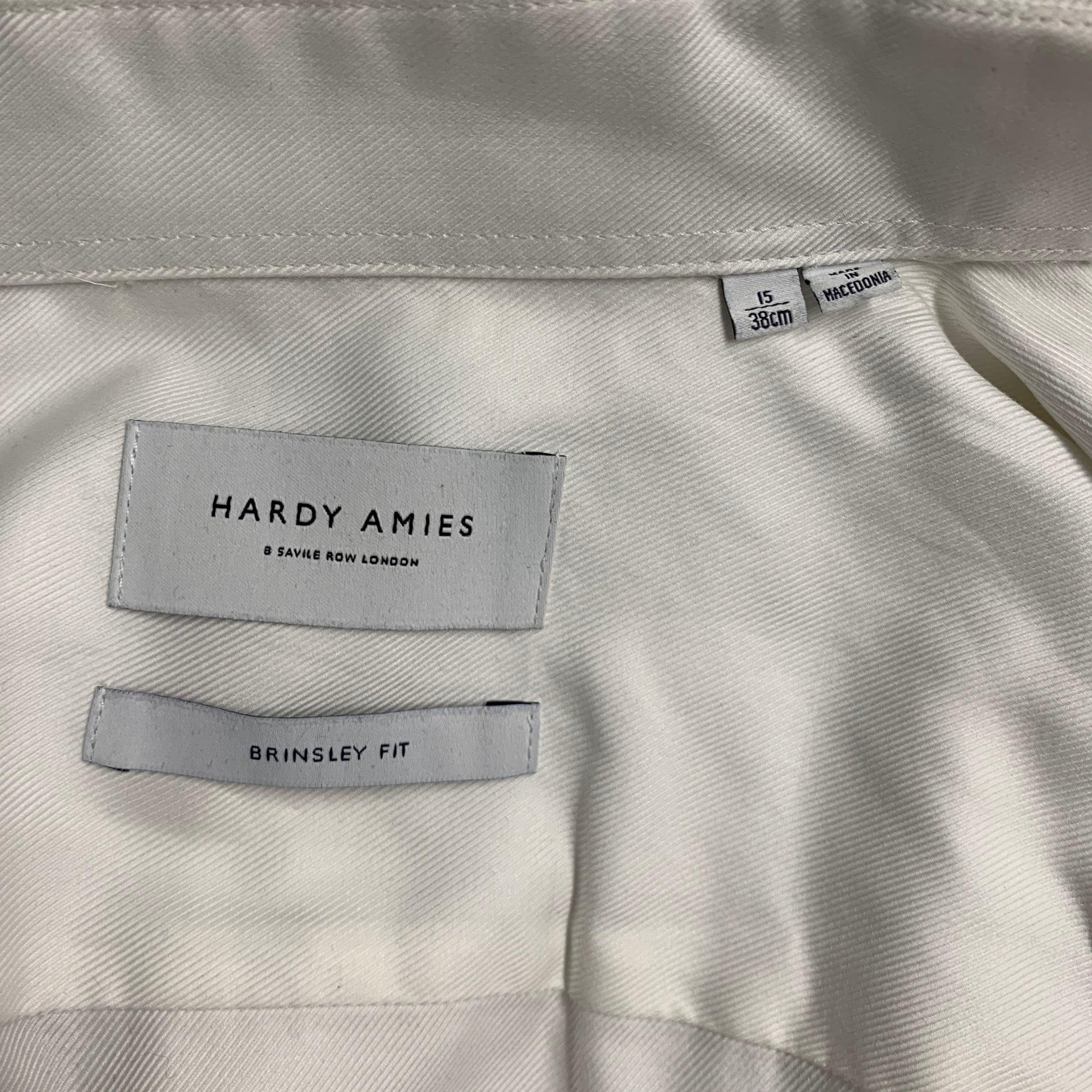 Men's HARDY AMIES Size S White Twill Cotton Long Sleeve Shirt
