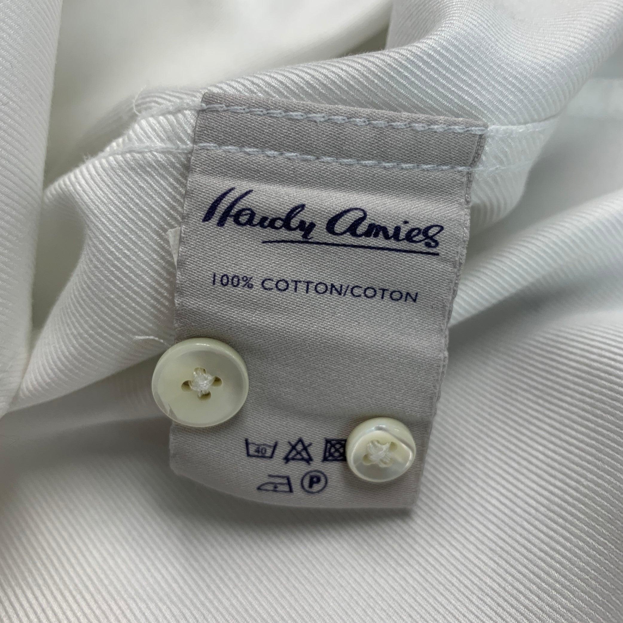 HARDY AMIES Size S White Twill Cotton Long Sleeve Shirt 1