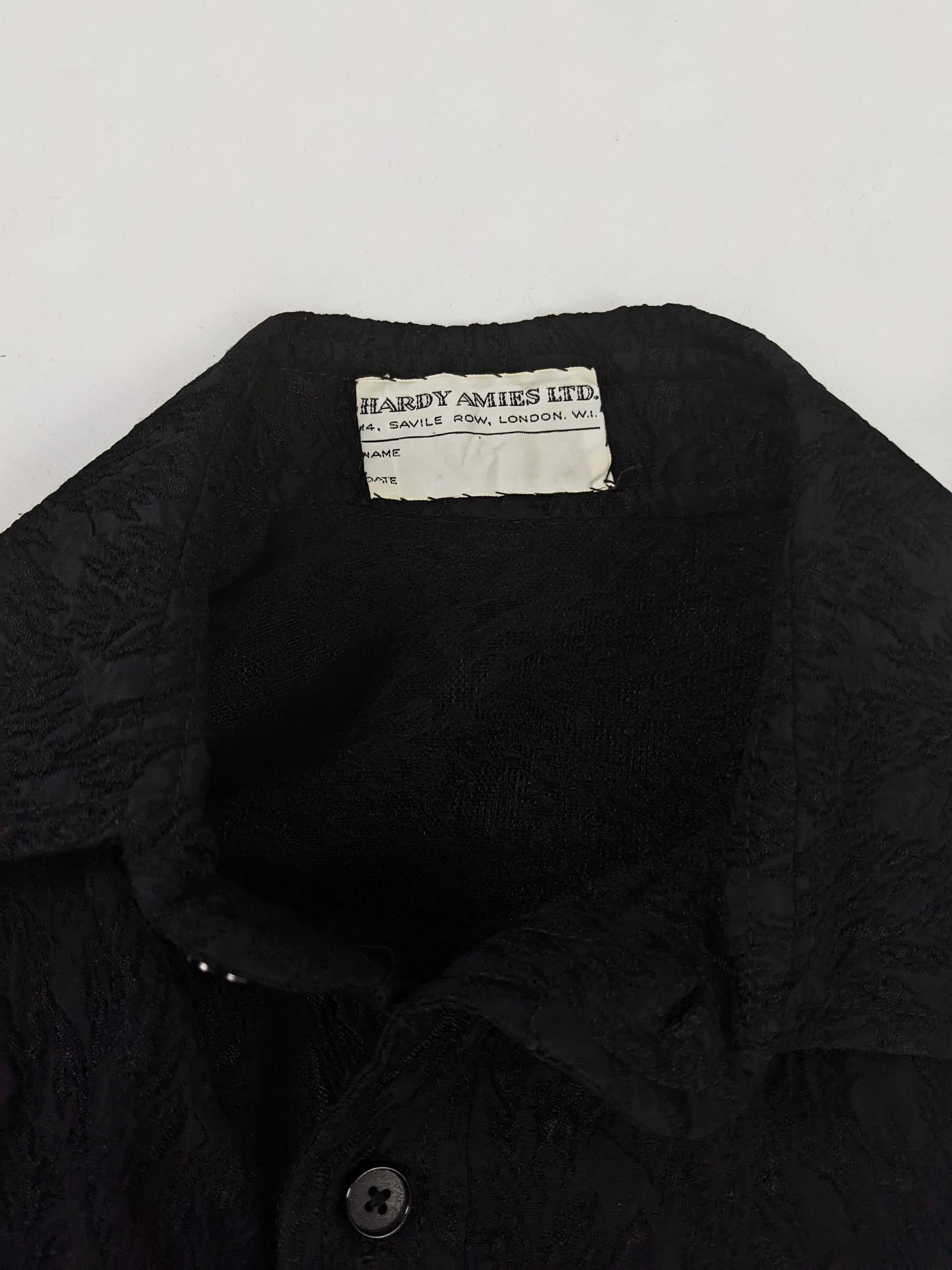 Hardy Amies Vintage Mens 60s Black Mod Dandy Belted Shirt Jacket Shacket, 1960s For Sale 2