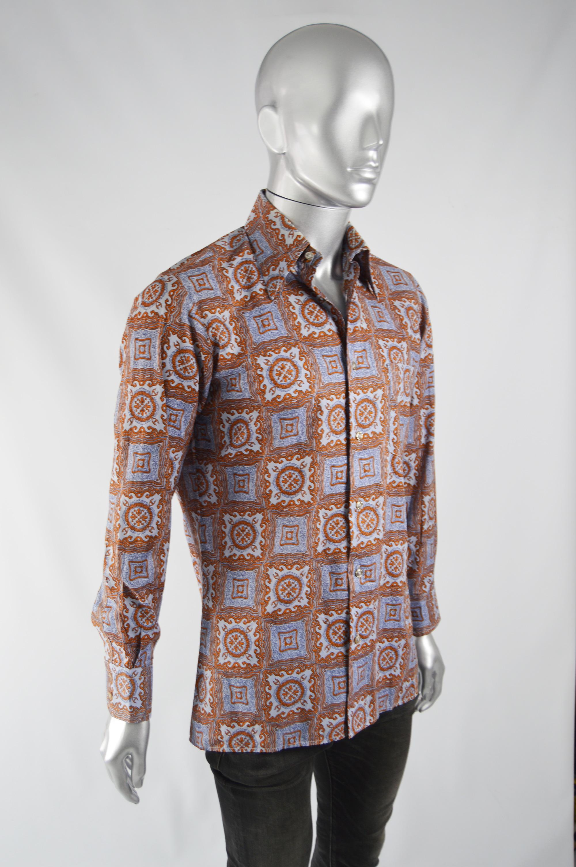 Brown Hardy Amies Vintage Mens Long Sleeve Shirt, 1970s For Sale